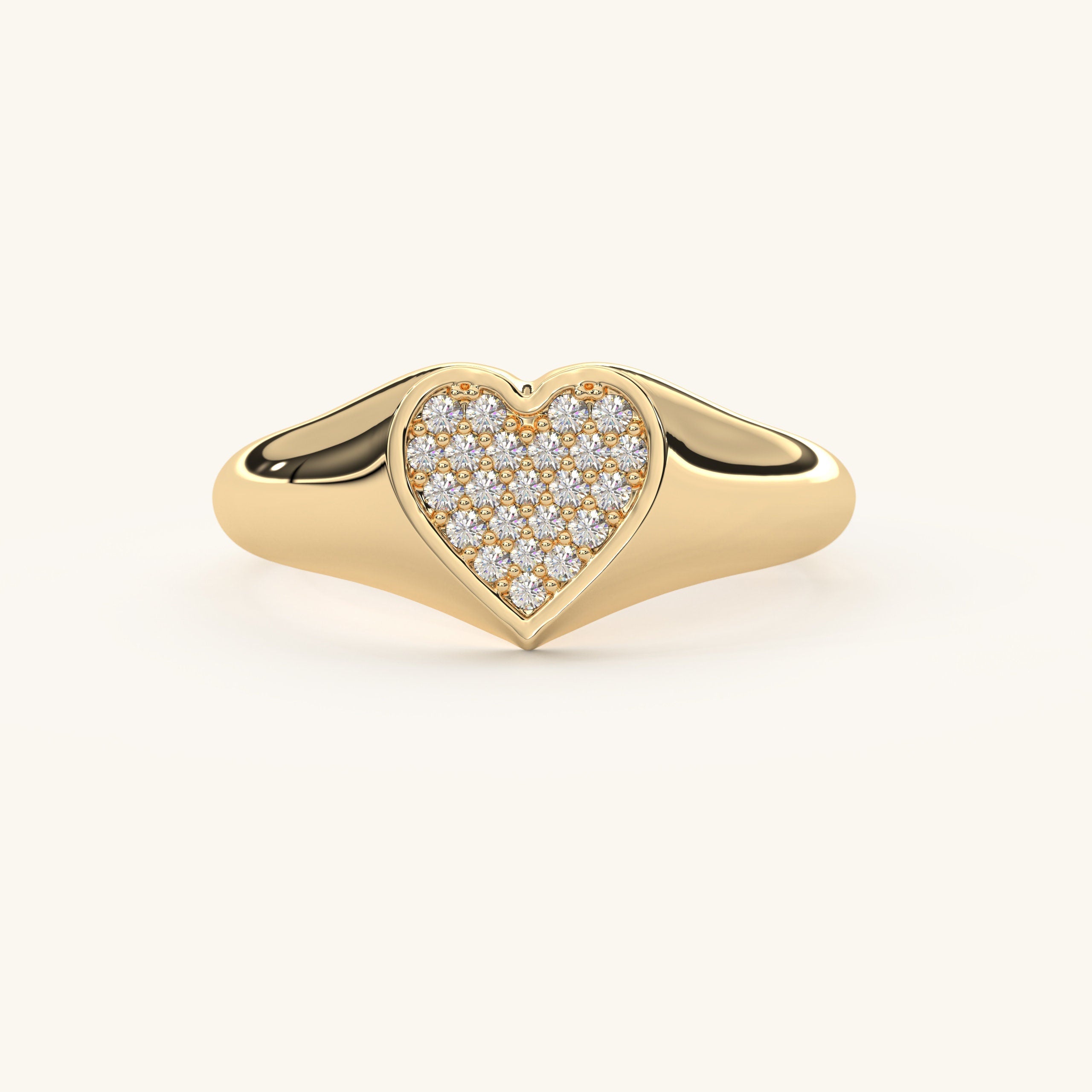 Solid Gold Heart Signet Ring