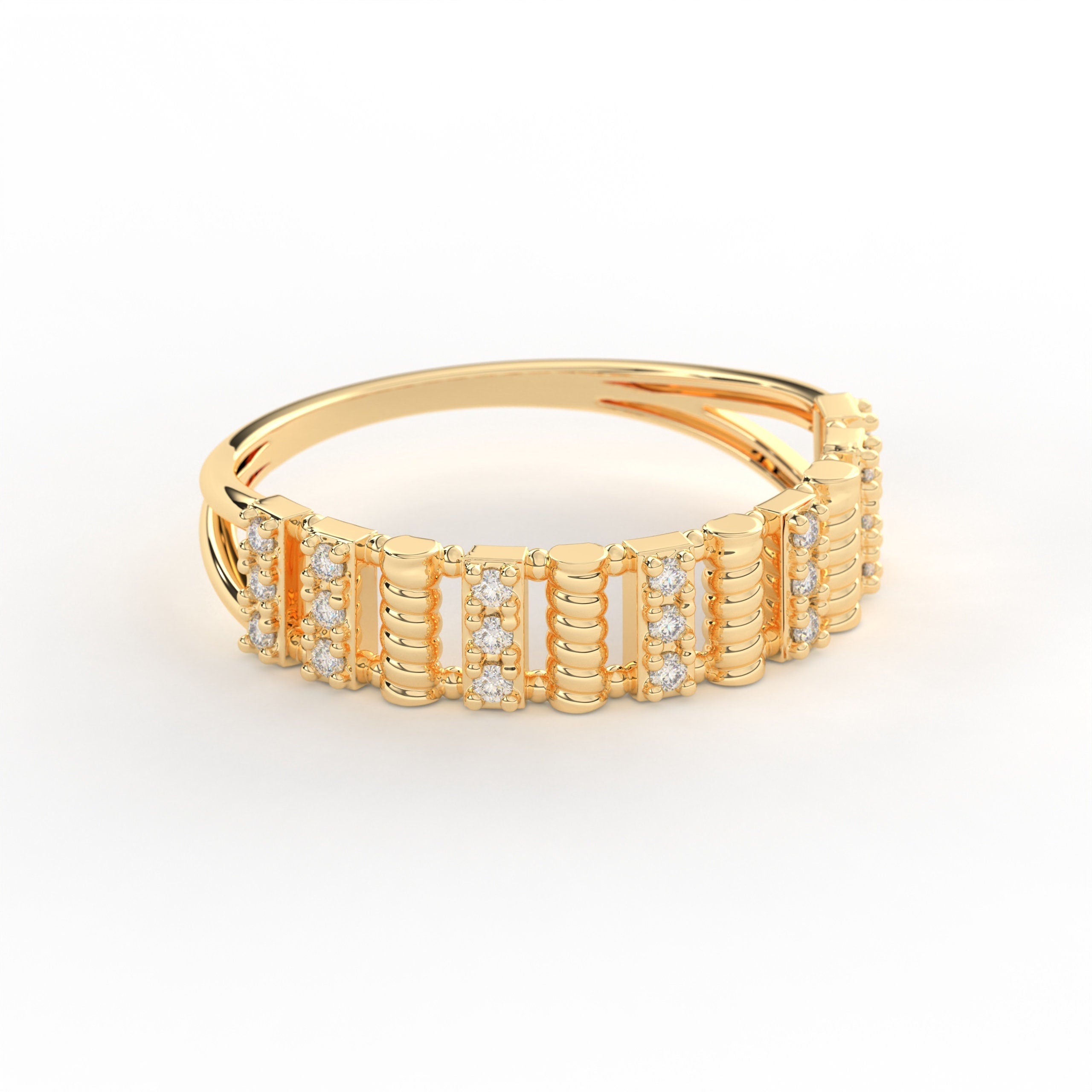 18K Gold Eternity Ring Handcrafted Solid Gold Statement Band