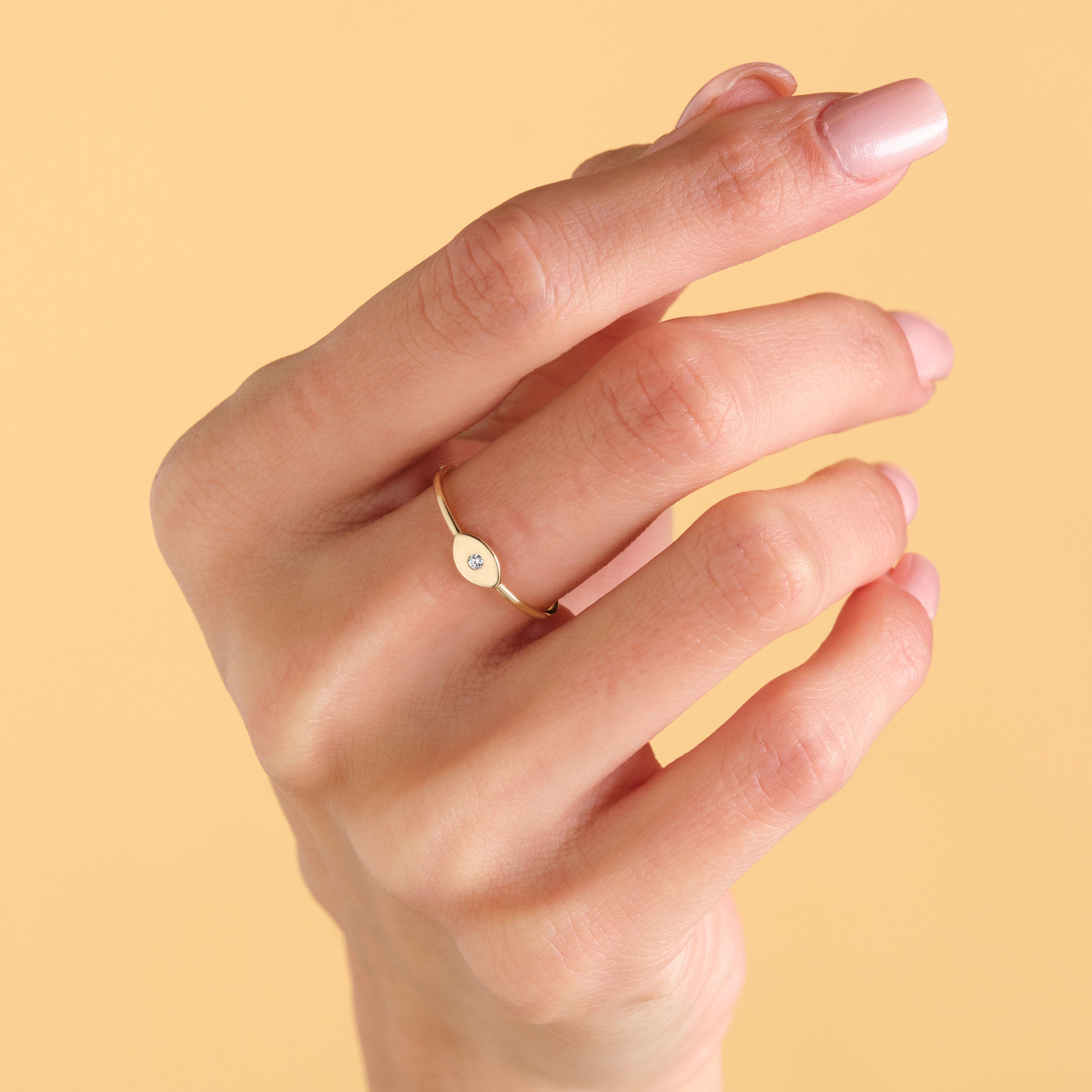 Evil Eye Ring Gold – Handmade Solid Gold Bezel Setting With Diamond