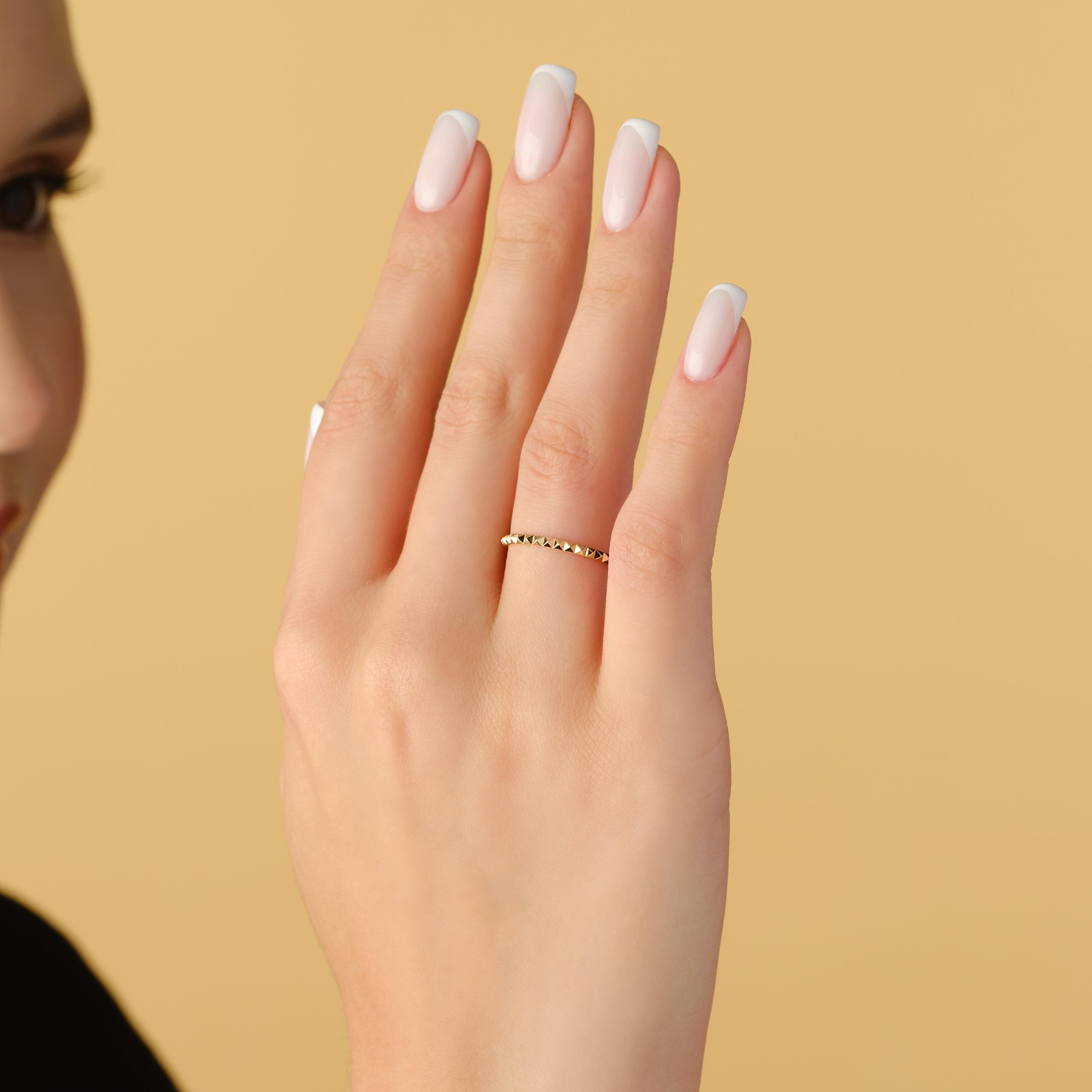 Solid Gold Pyramid Ring