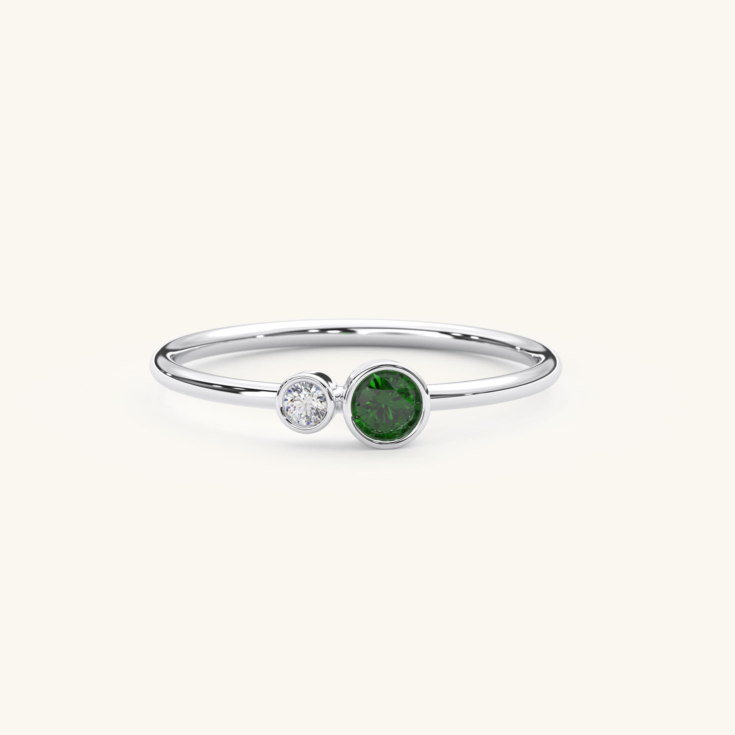 Two Stone Bezel Set Custom Birthstone Ring