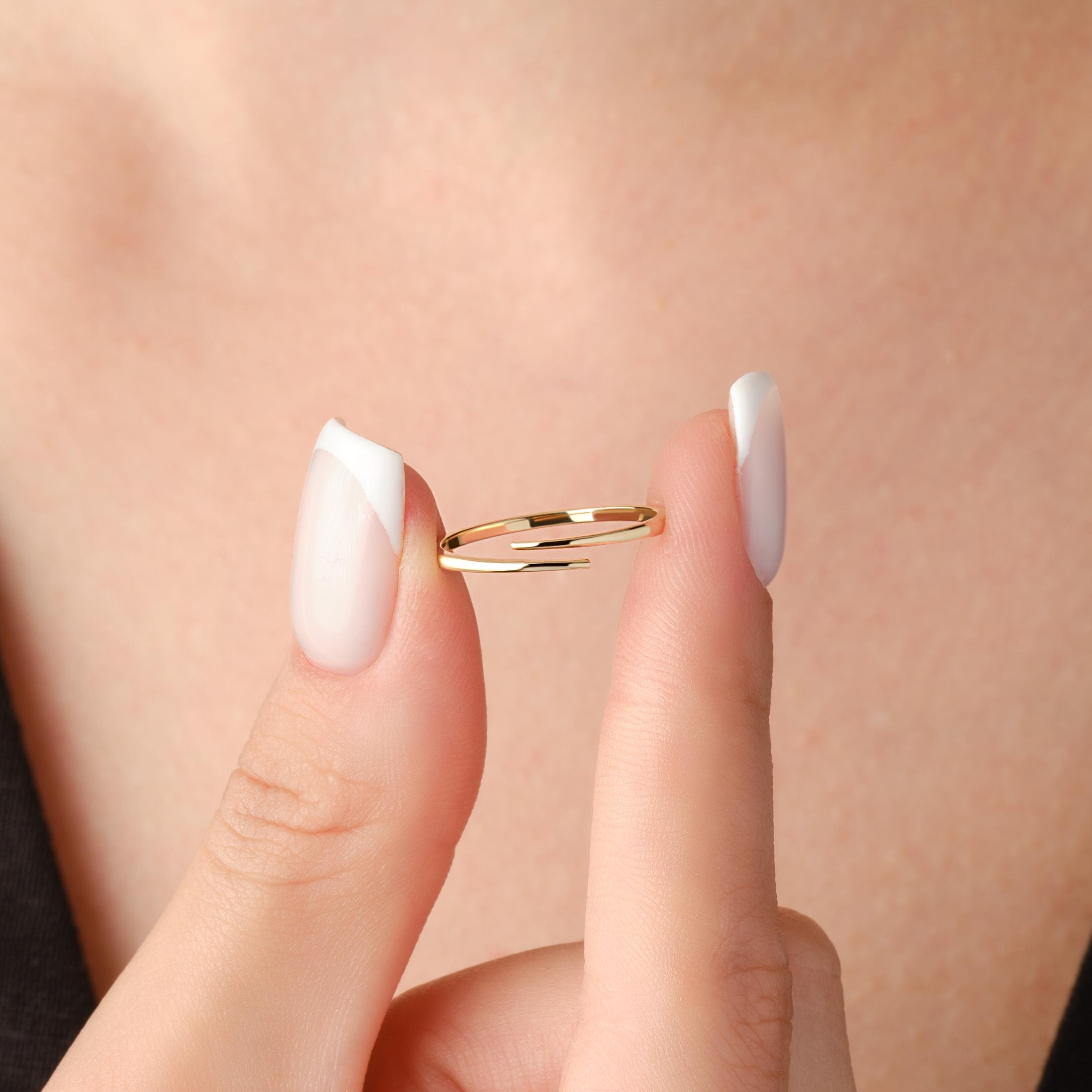 14k Gold Wrap Ring Minimalist Spiral Band