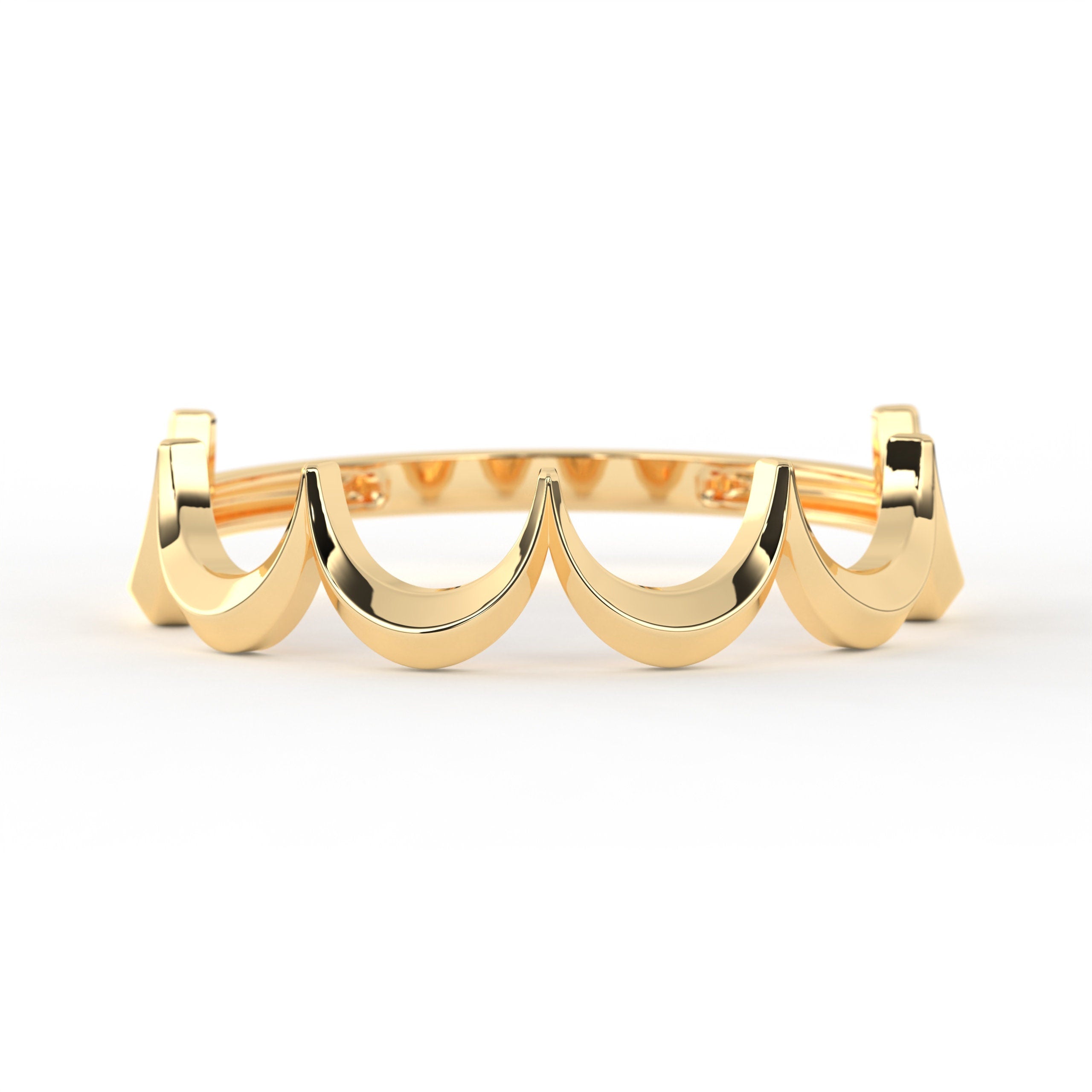 Gold Crown Ring Minimalist Solid Gold Band