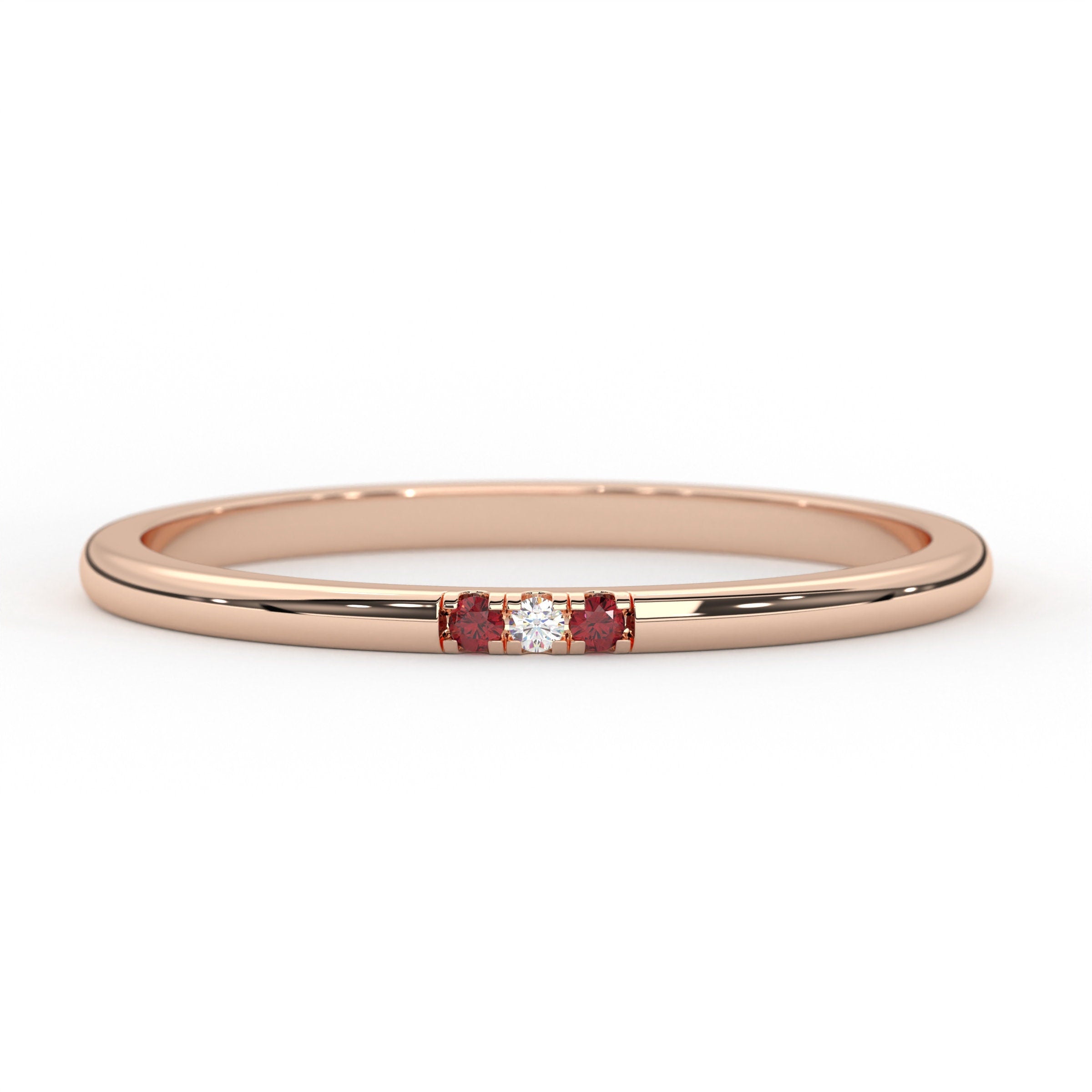 Minimalist Birthstone Stackable Band