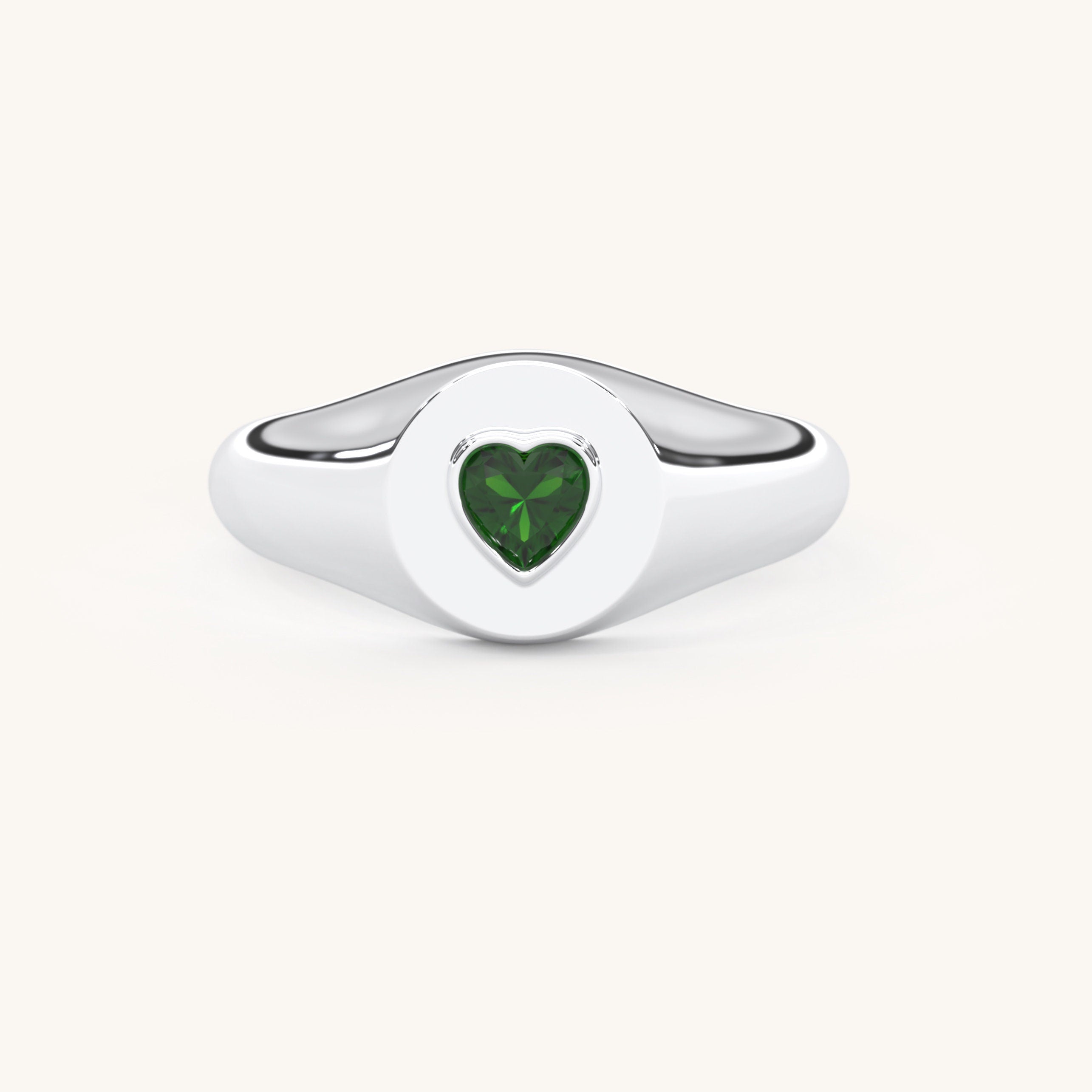 Solid Gold Heart Shaped Emerald Ring