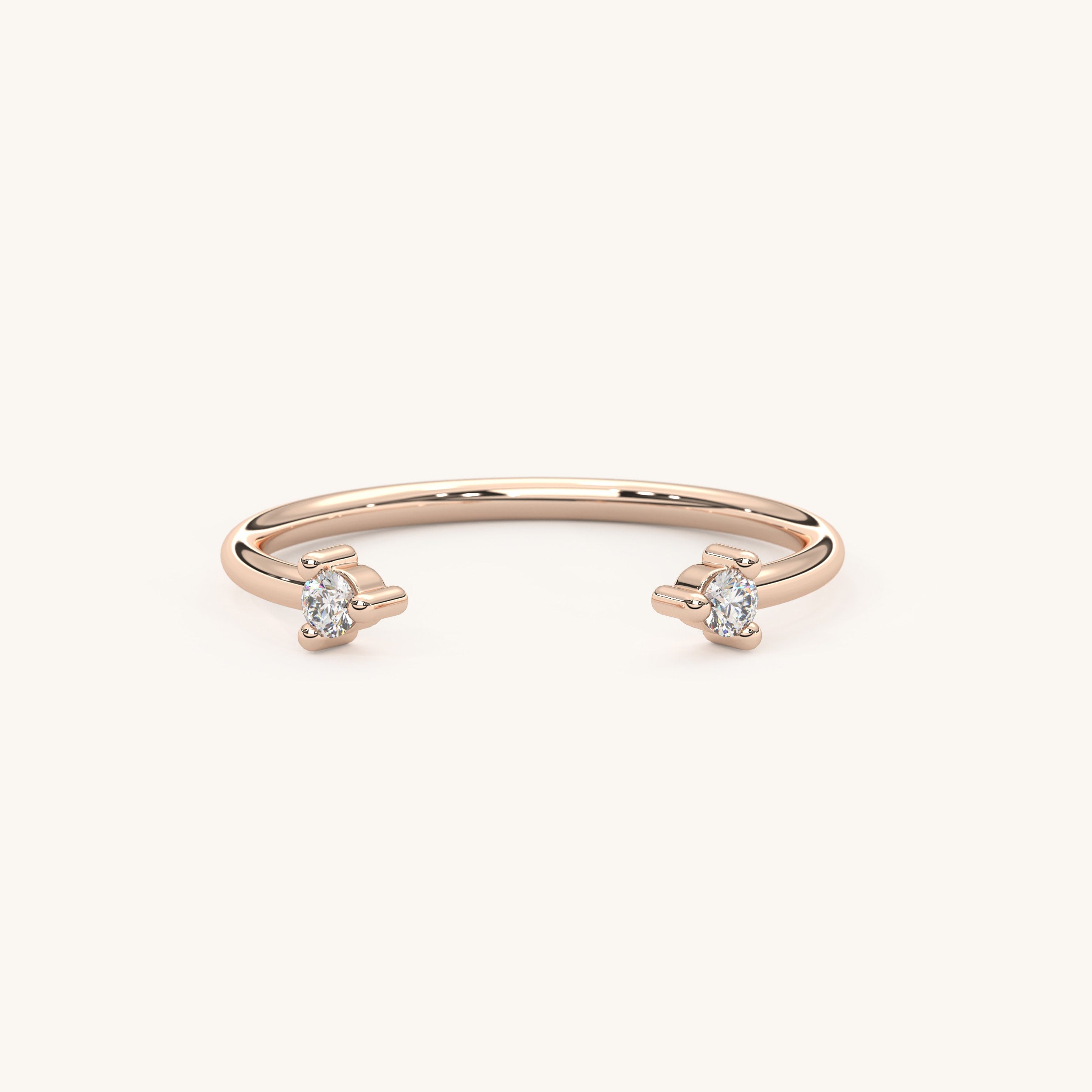 Diamond Cuff Ring Open Design Petite Band