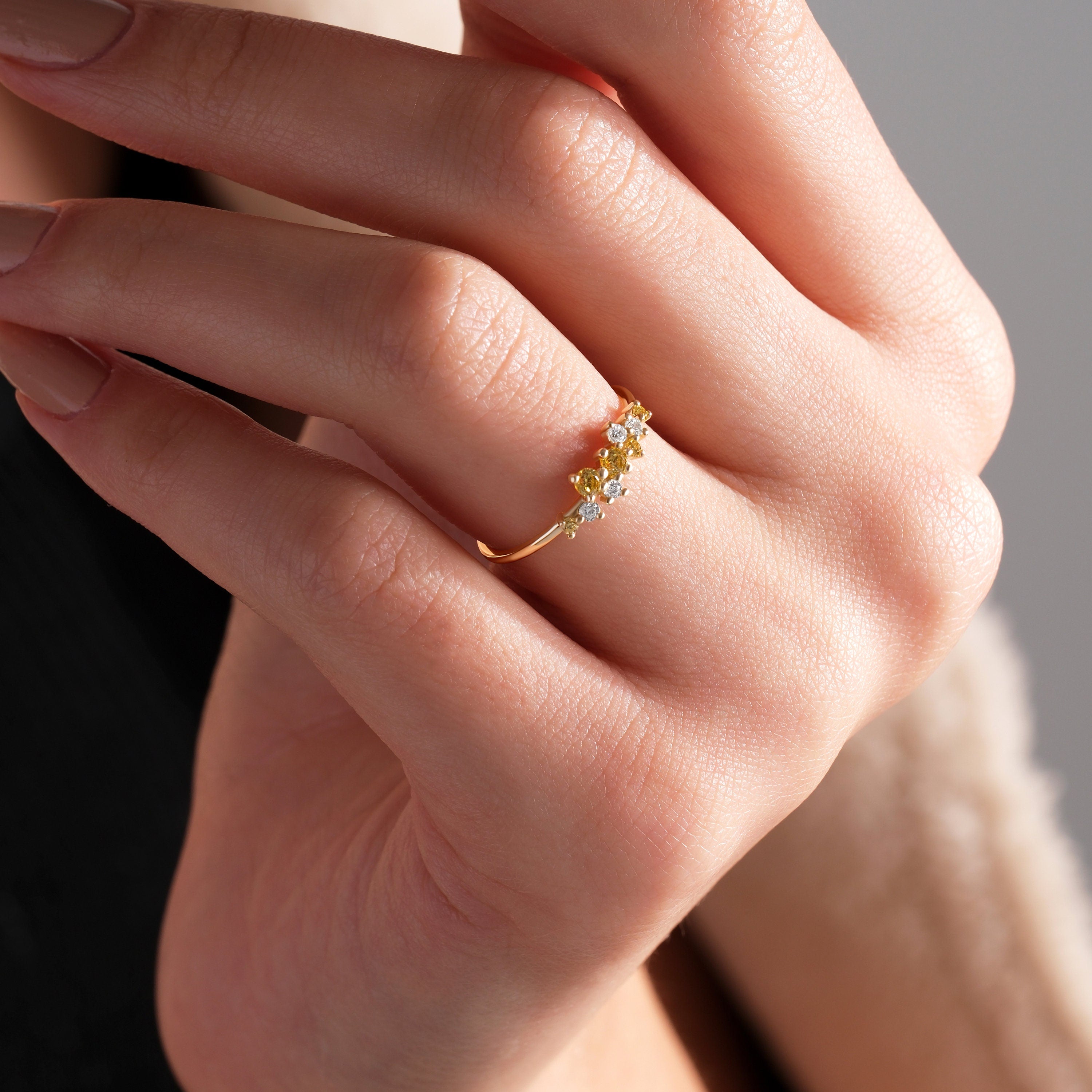 Solid Gold Birthstone Ring Anniversary Gift