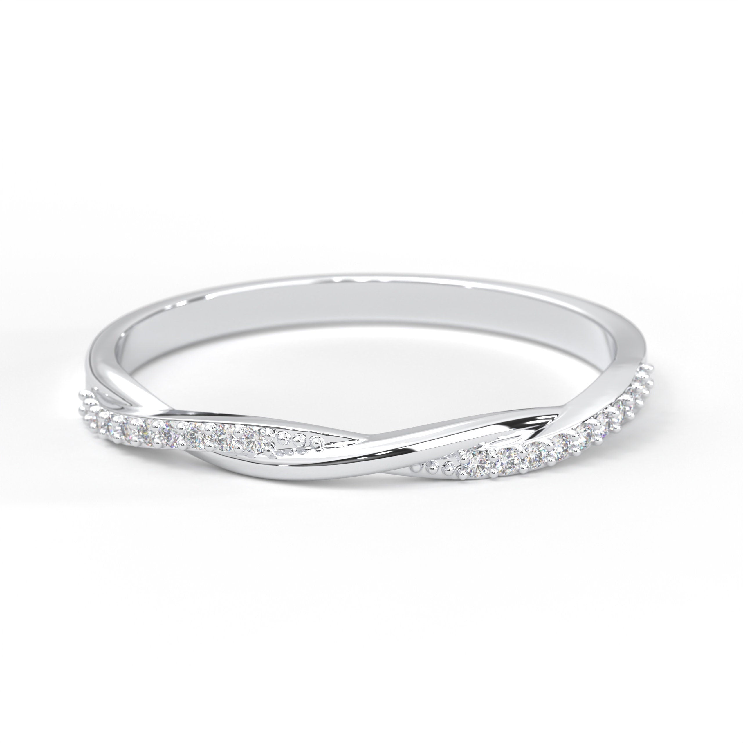 Petite Twist Ring Half Eternity Diamond Pavé Band