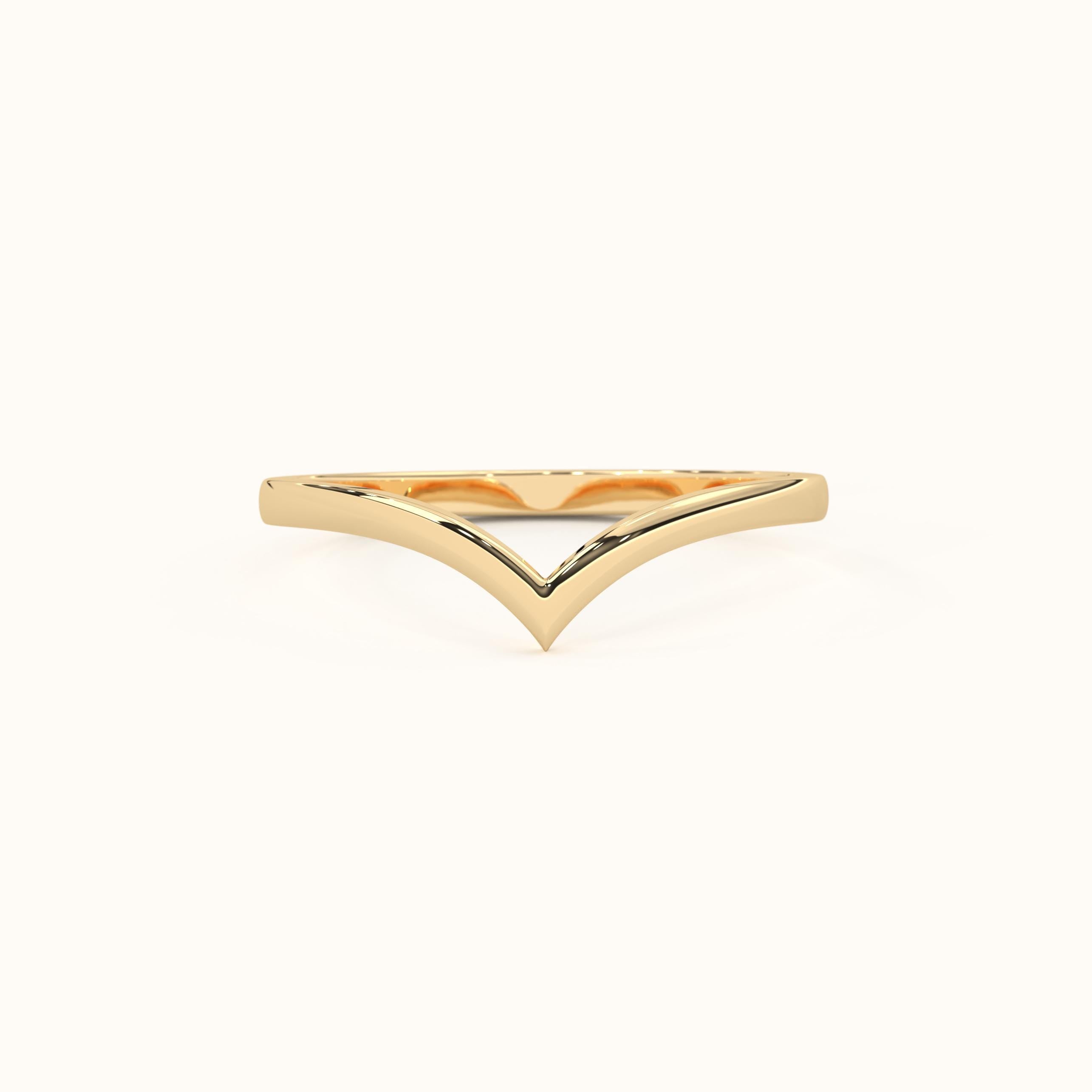 Gold Chevron Ring Contoured Comfortable Band