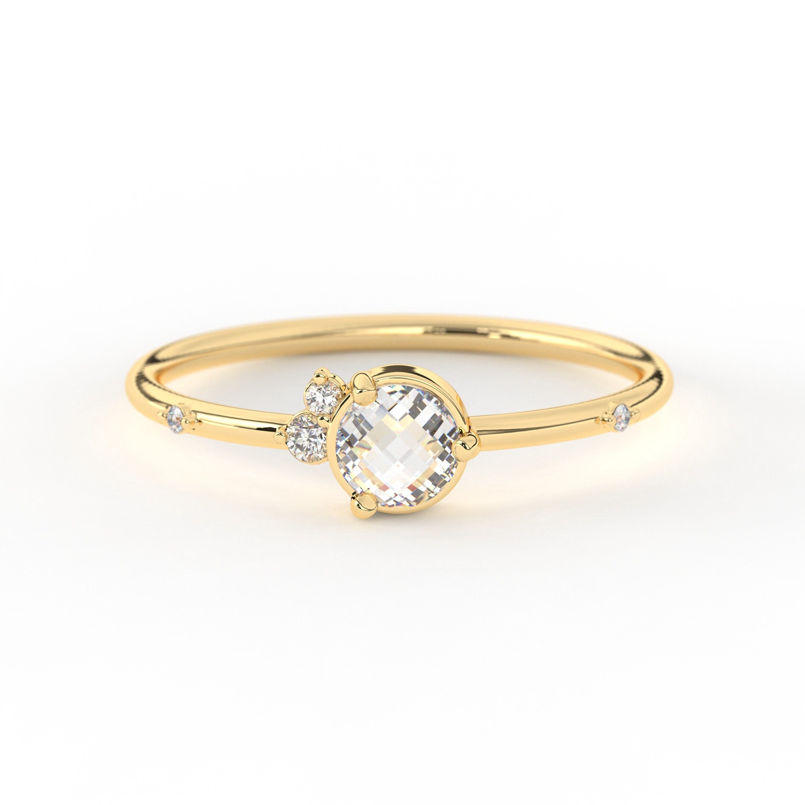 Bezel Set Multi Stone Bubble Diamond Ring