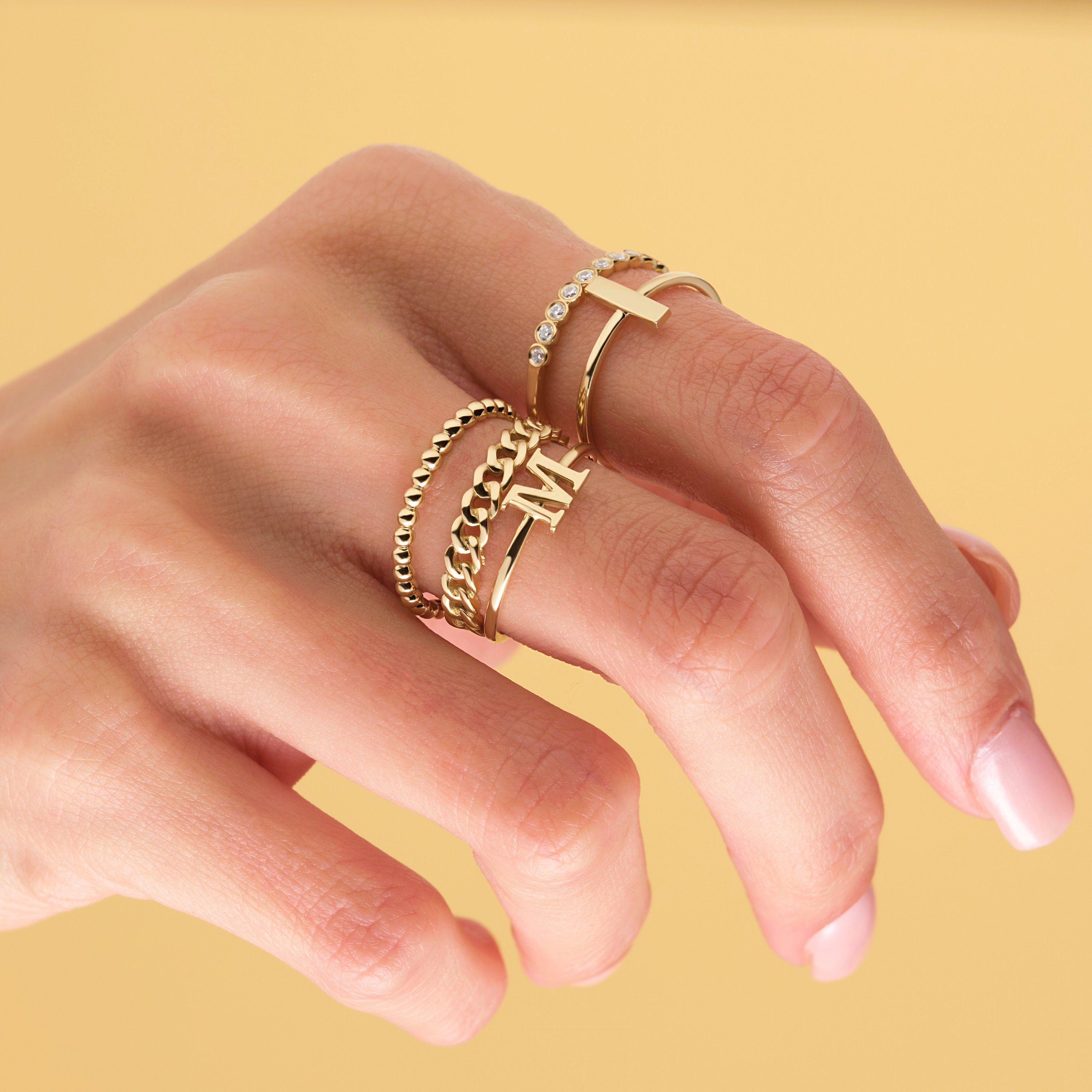 Solid Gold Initial Ring