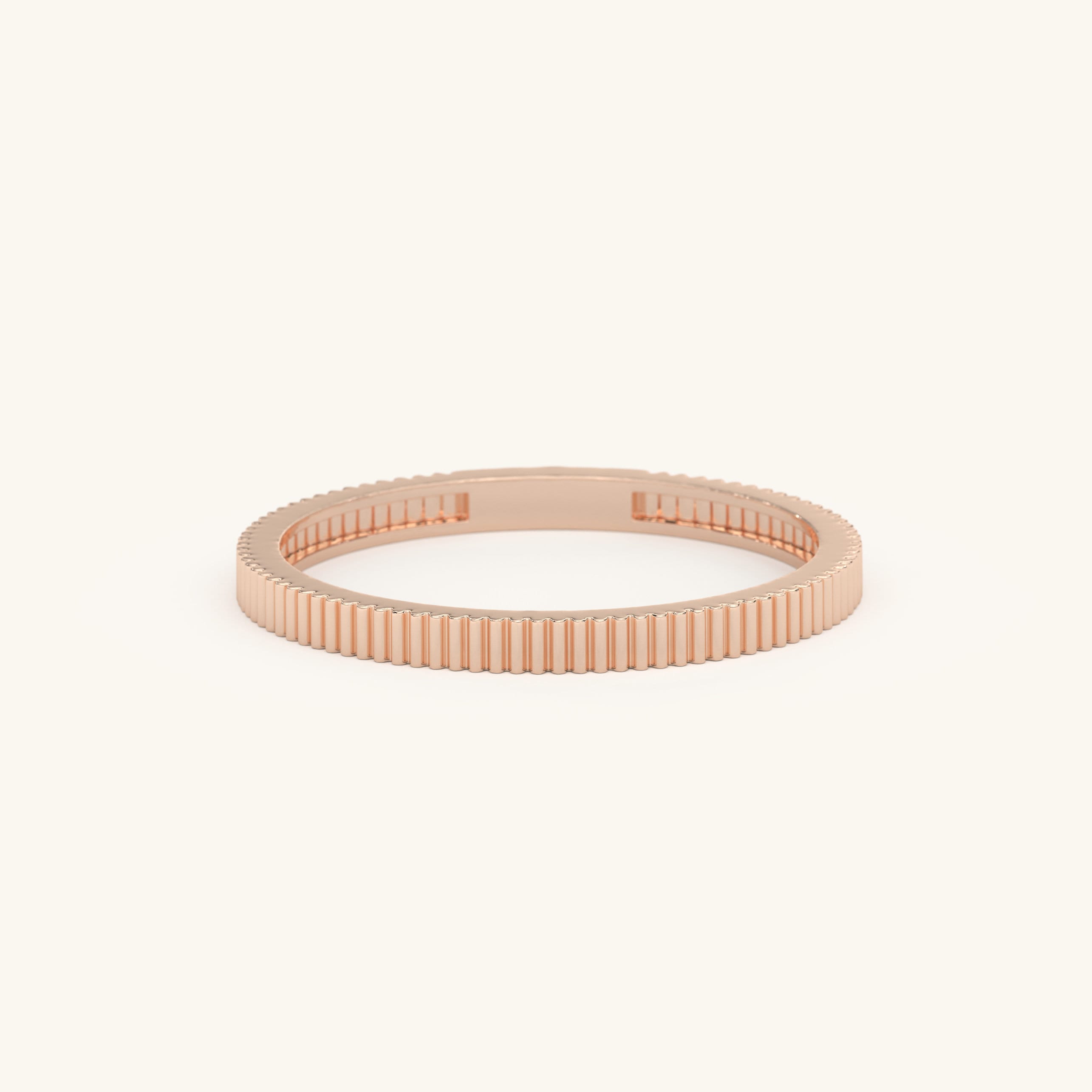 Solid Gold Wedding Band Dainty Fluted Ring