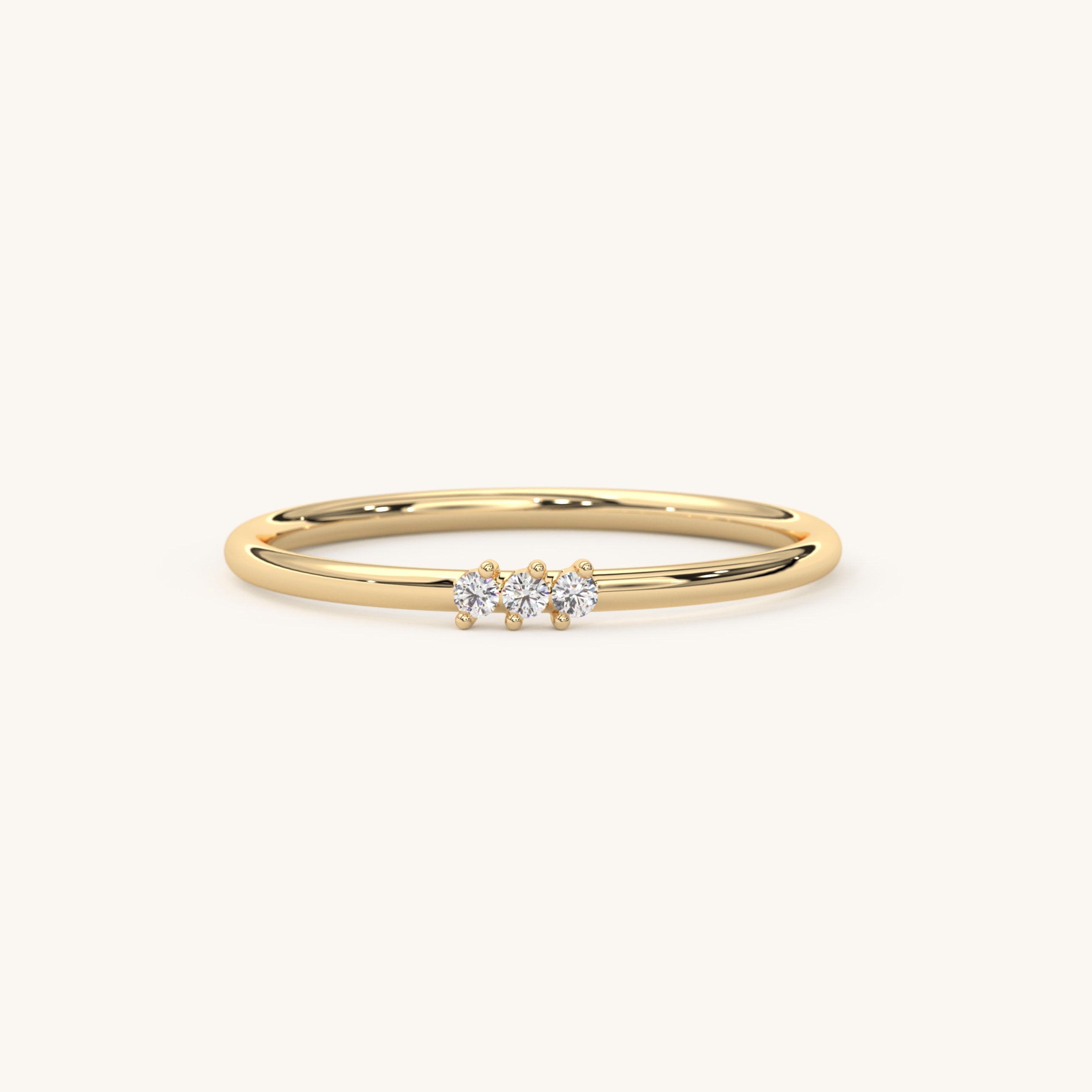 Solid Gold Three Stone Diamond Band