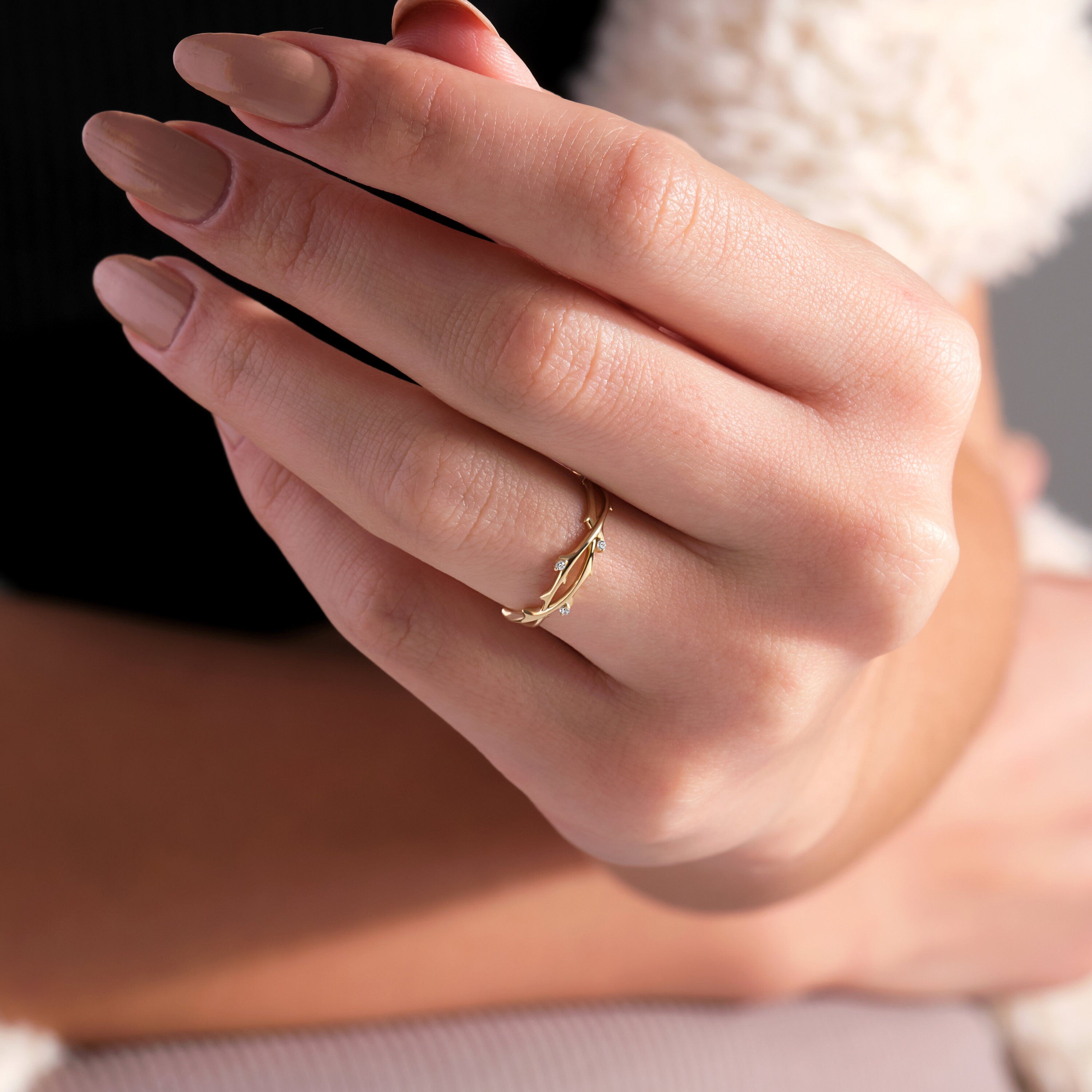 Solid Gold Floral Ring