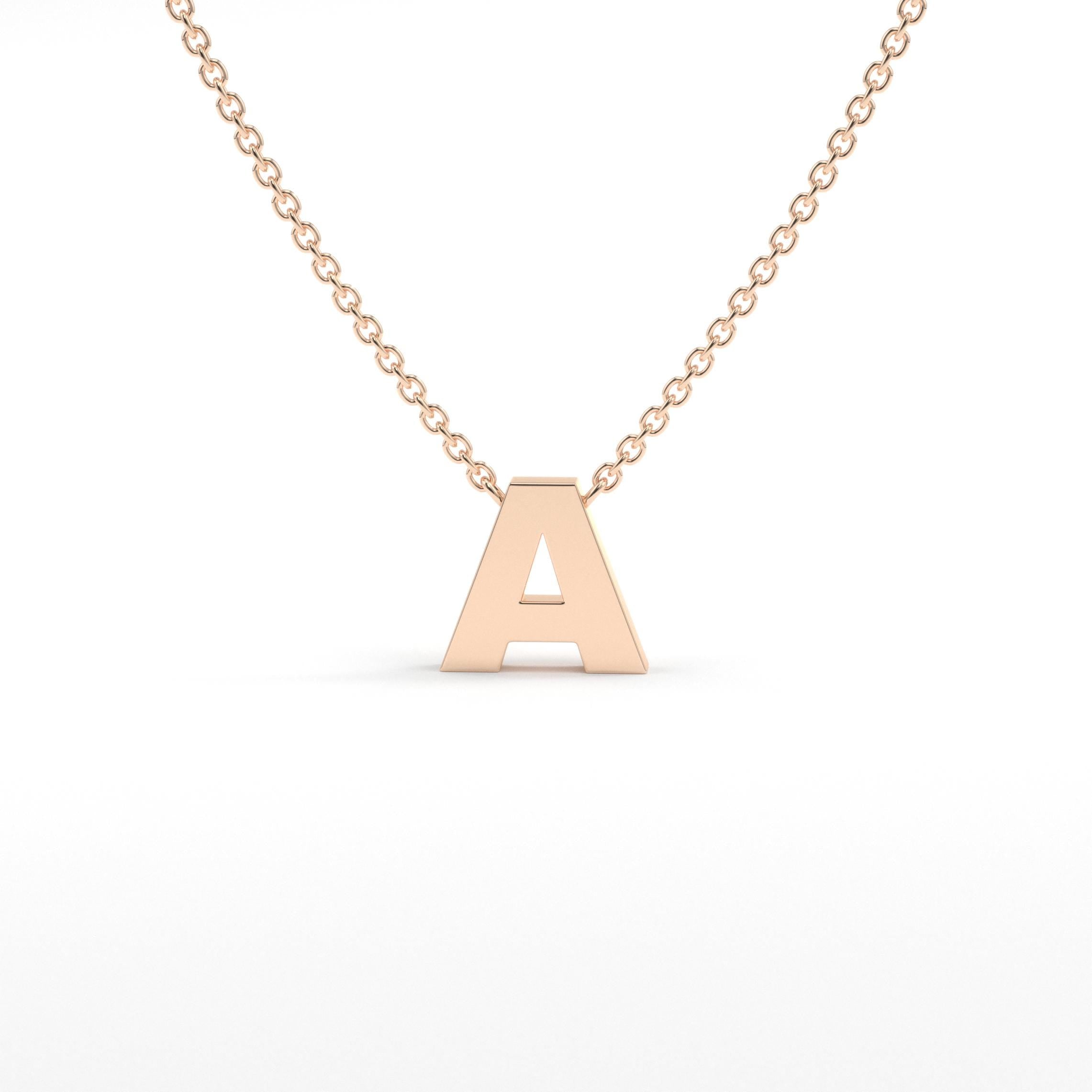 14k Gold Initial Necklace Personalized Pendant