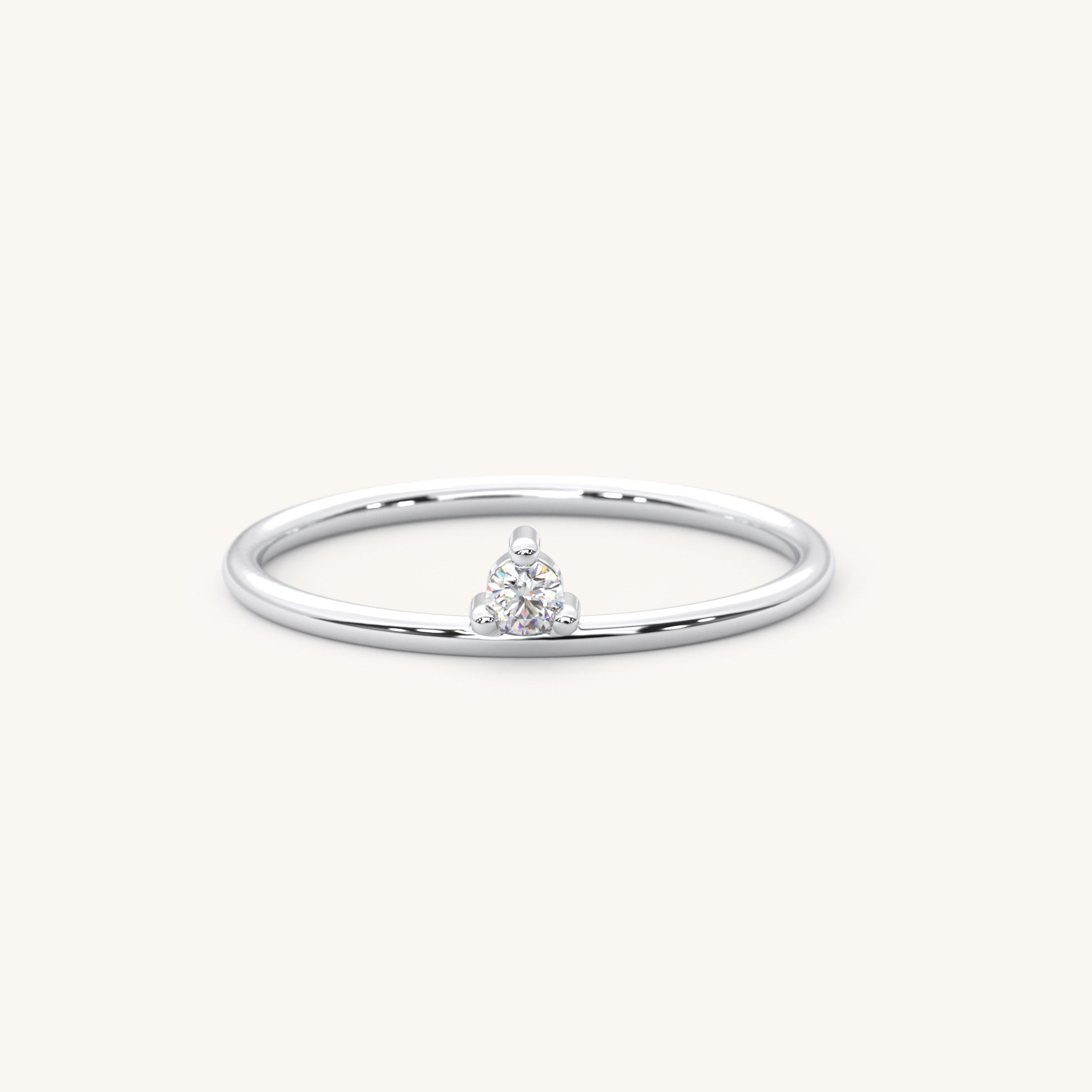 Floating CZ Diamond on Minimalist Round Band