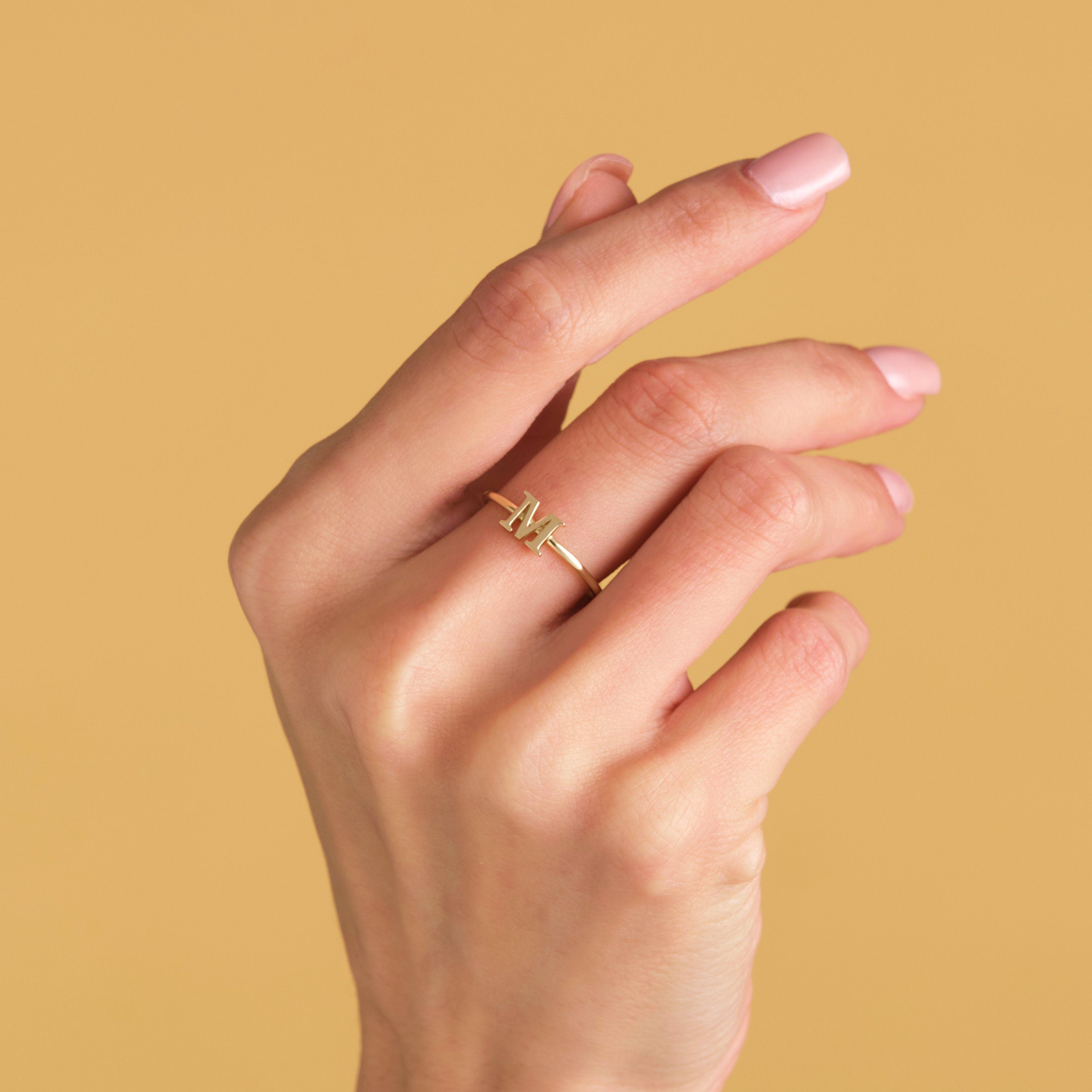 Solid Gold Initial Ring