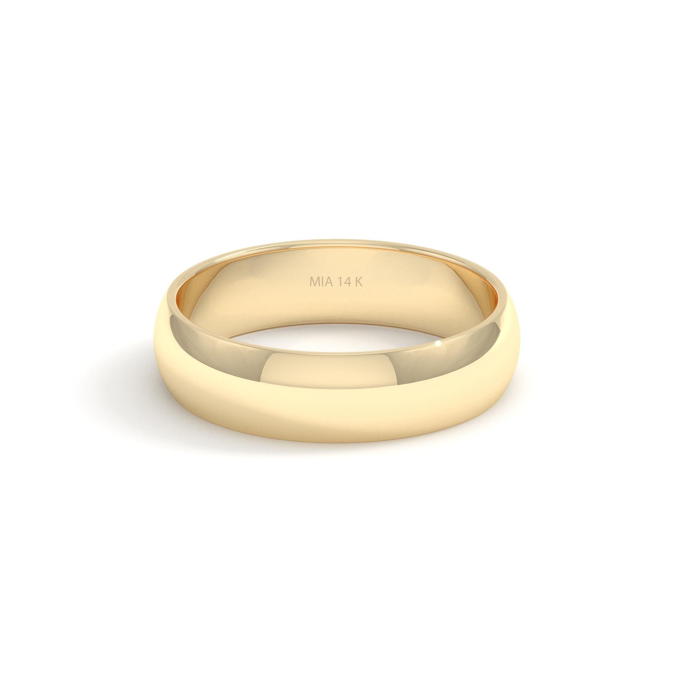 Dome Gold Wedding Band 5mm