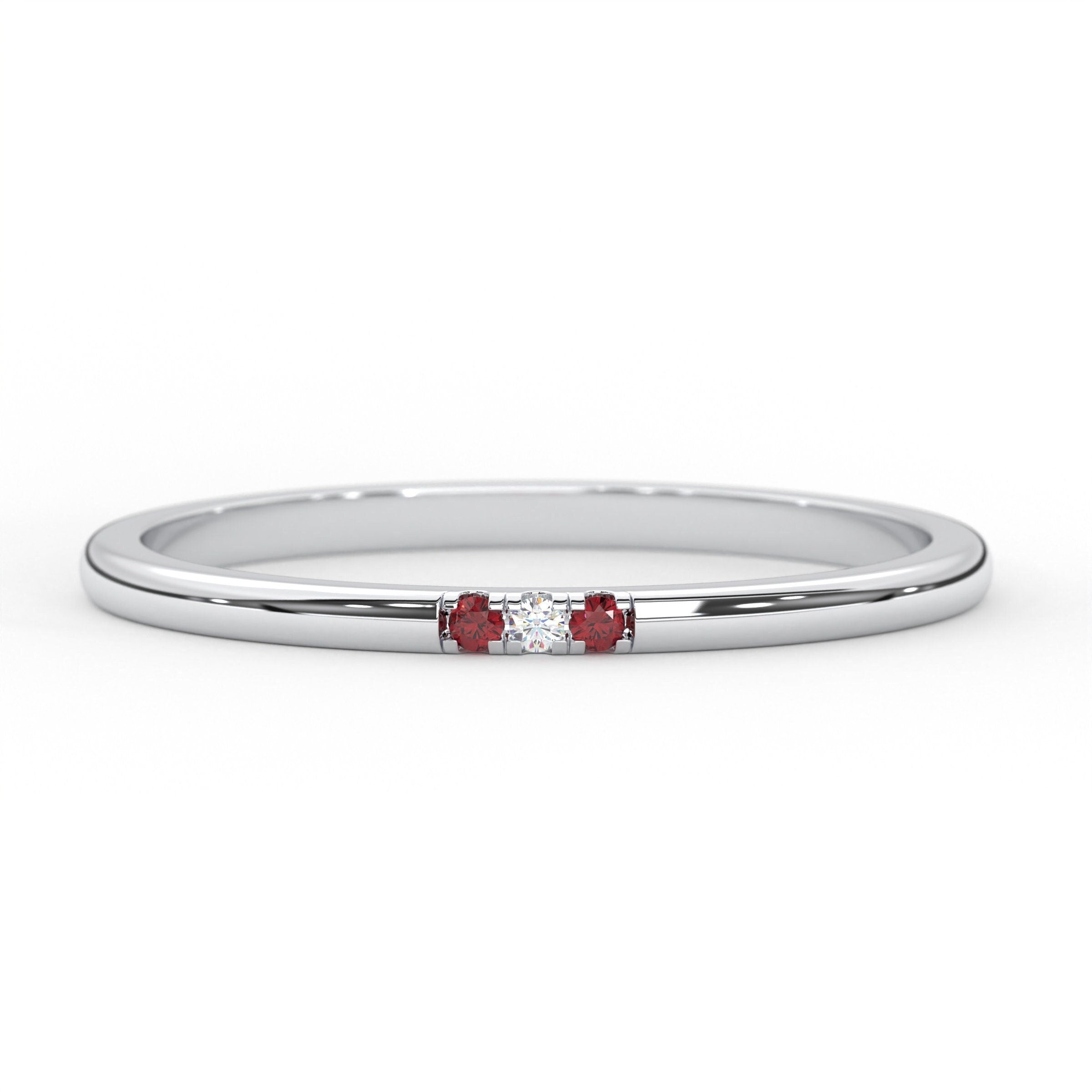Minimalist Birthstone Stackable Band