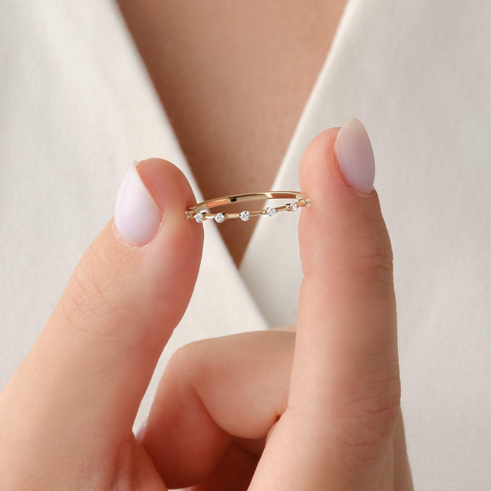 Solid Gold Petite Diamond Ring