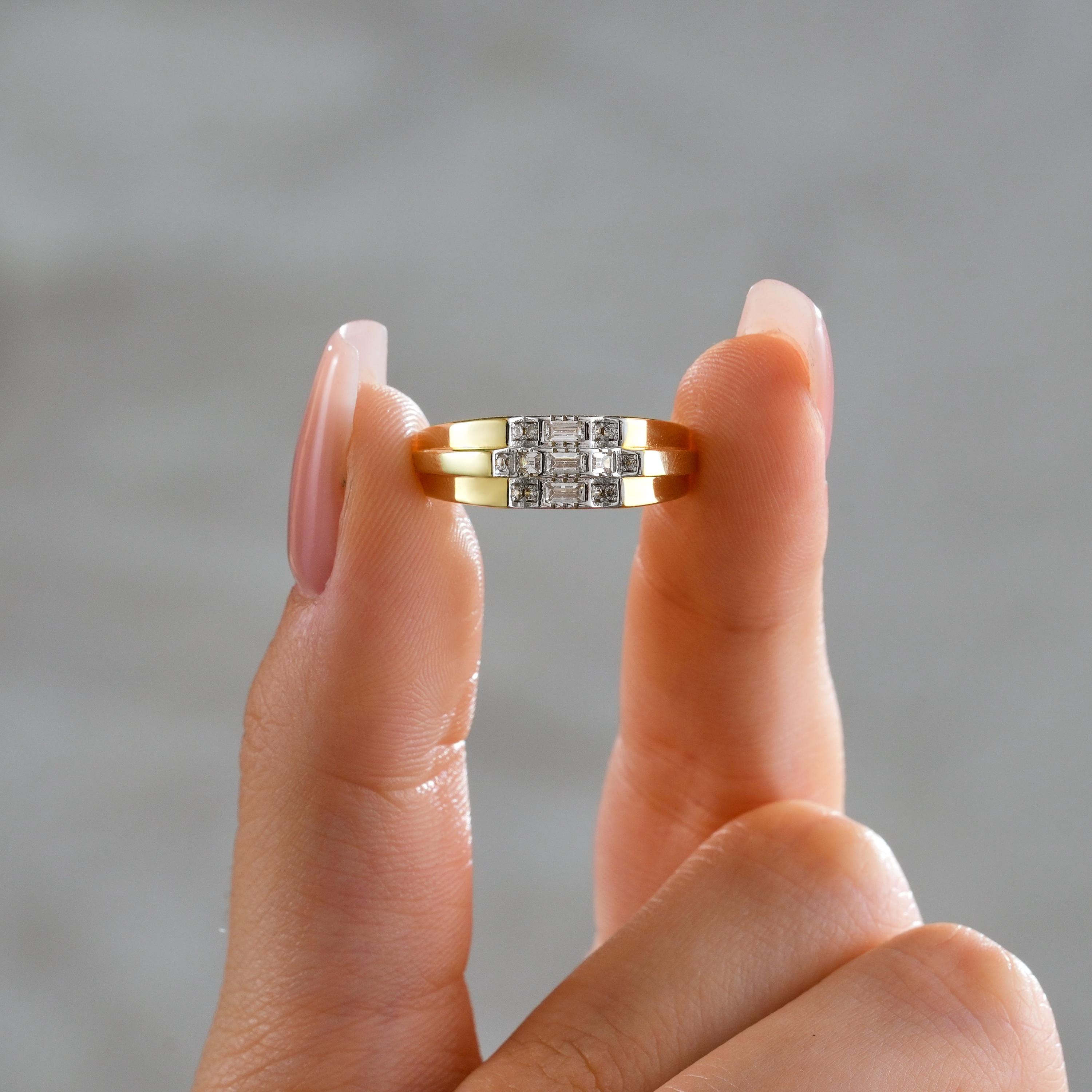 Solid Gold Triple Ring Interlocking Design