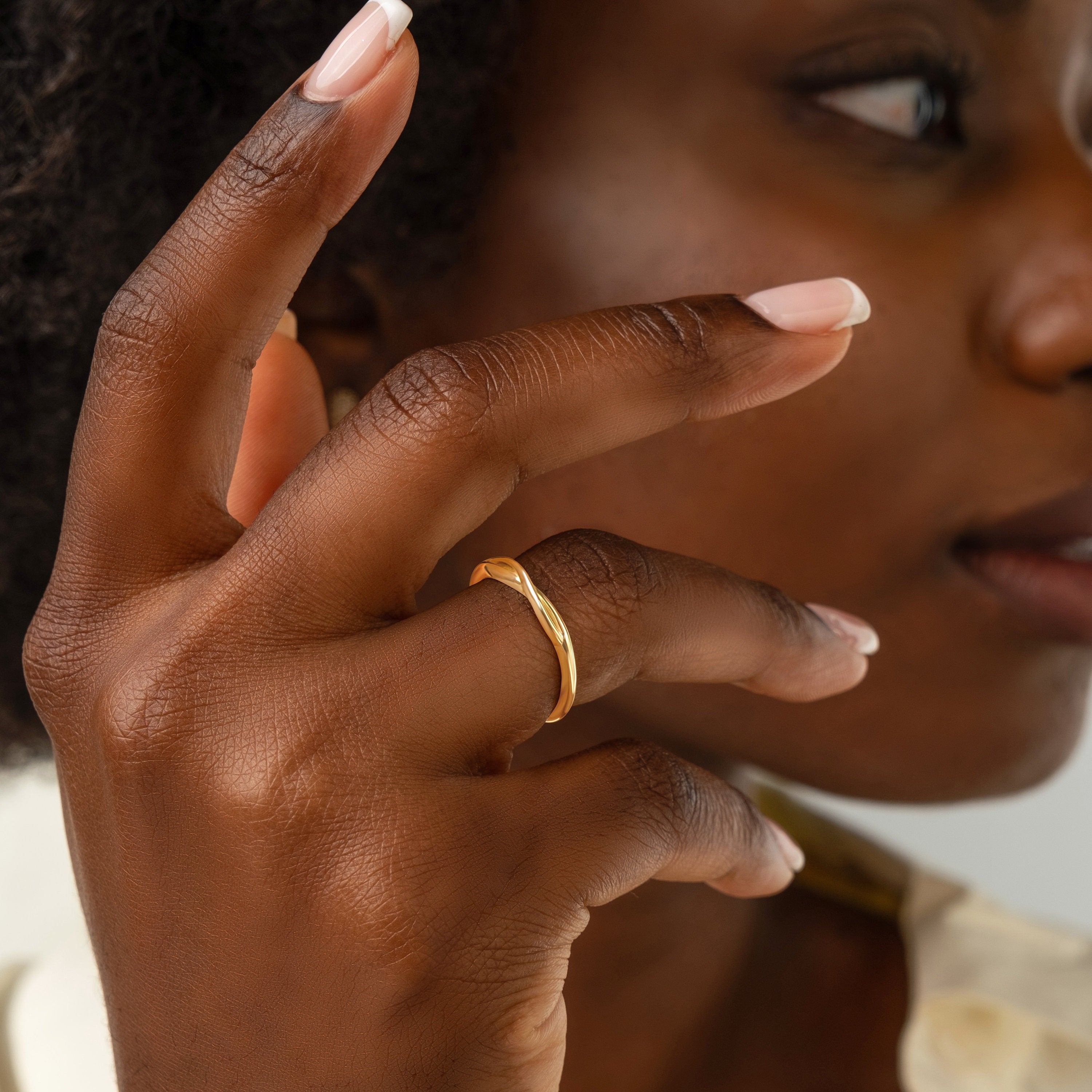 14K Infinity Gold Ring Solid Band Elegant