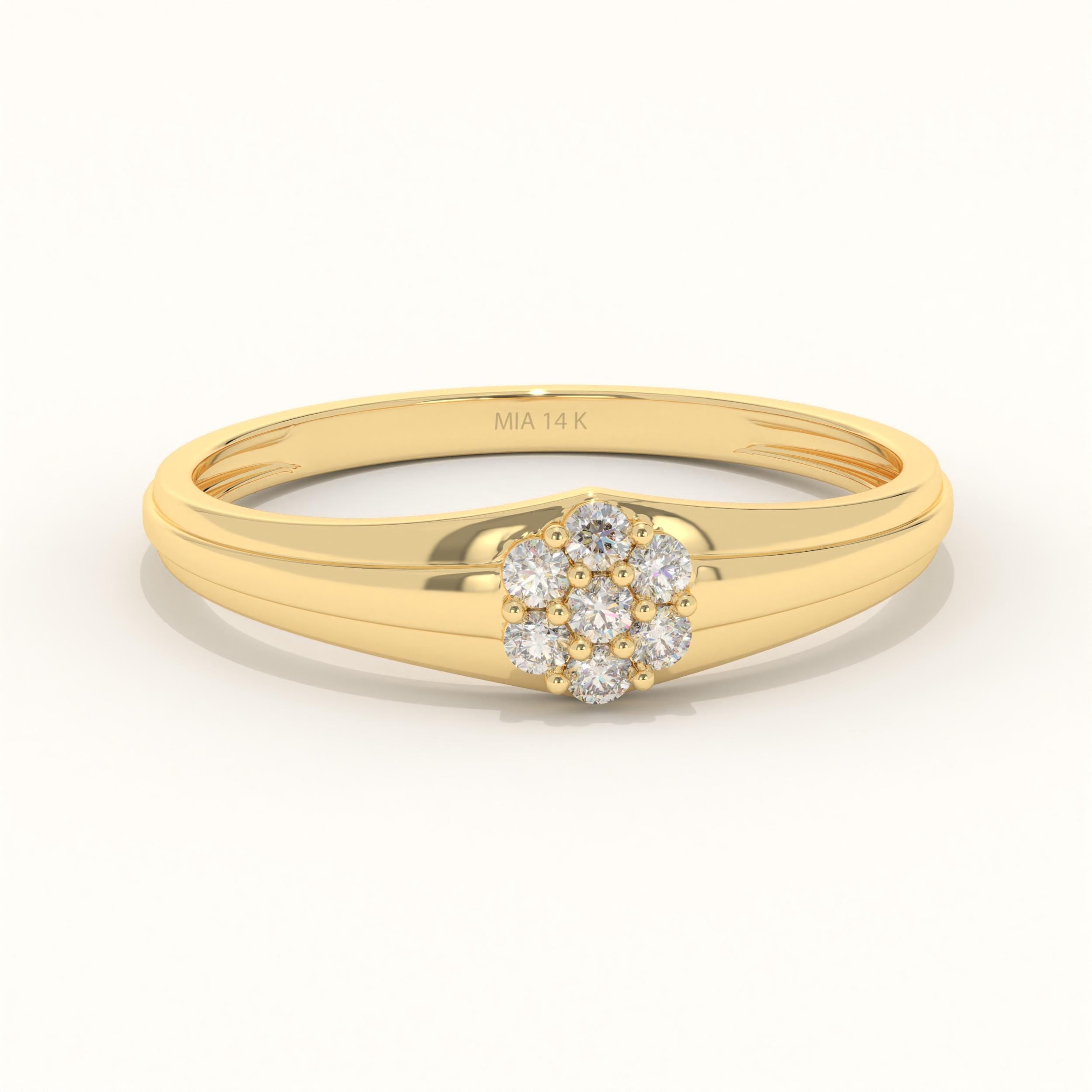 Yellow gold floral diamond cluster ring