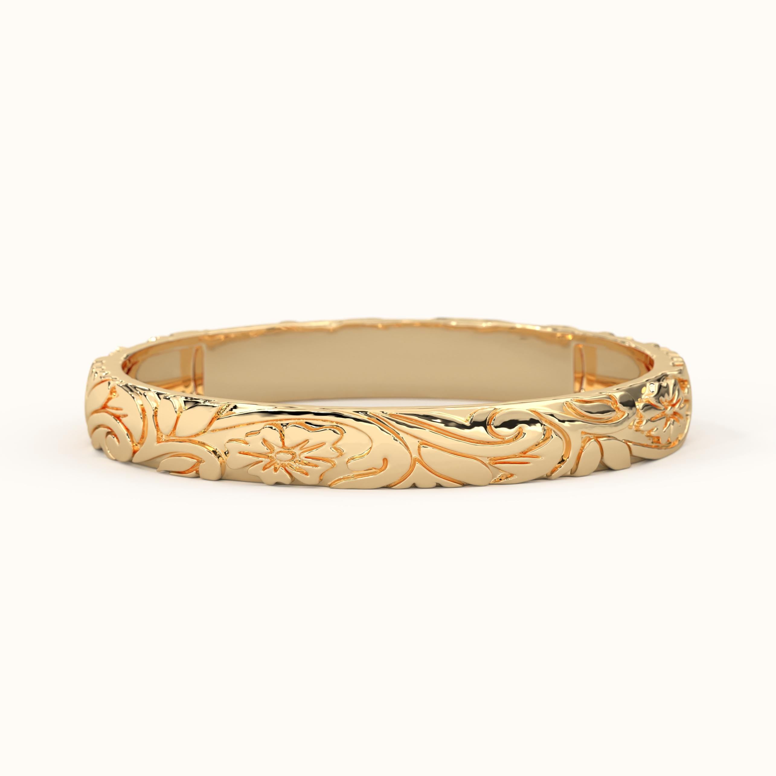 14k Gold Floral Ring Handmade Delicate Band