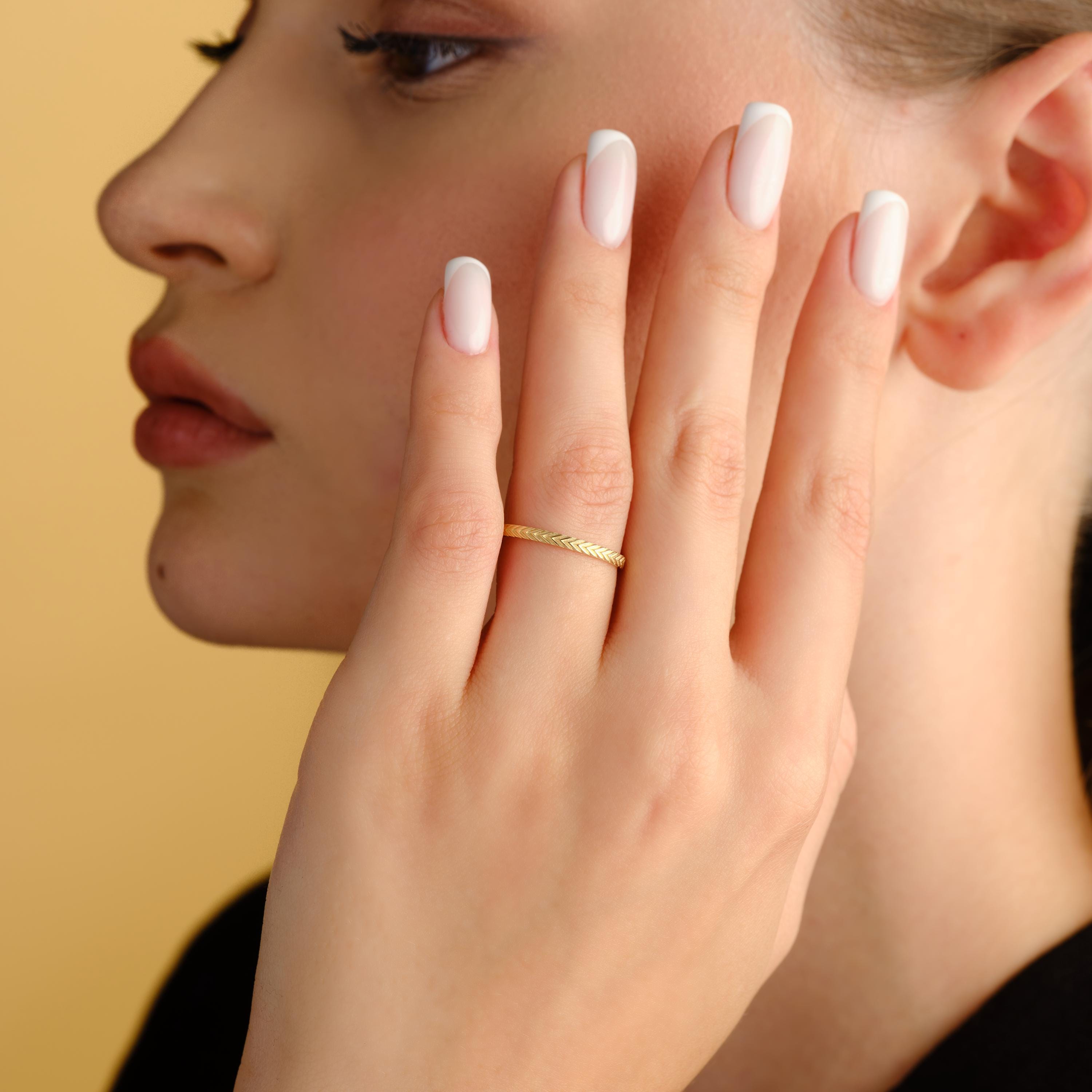 Solid Gold Herringbone Ring