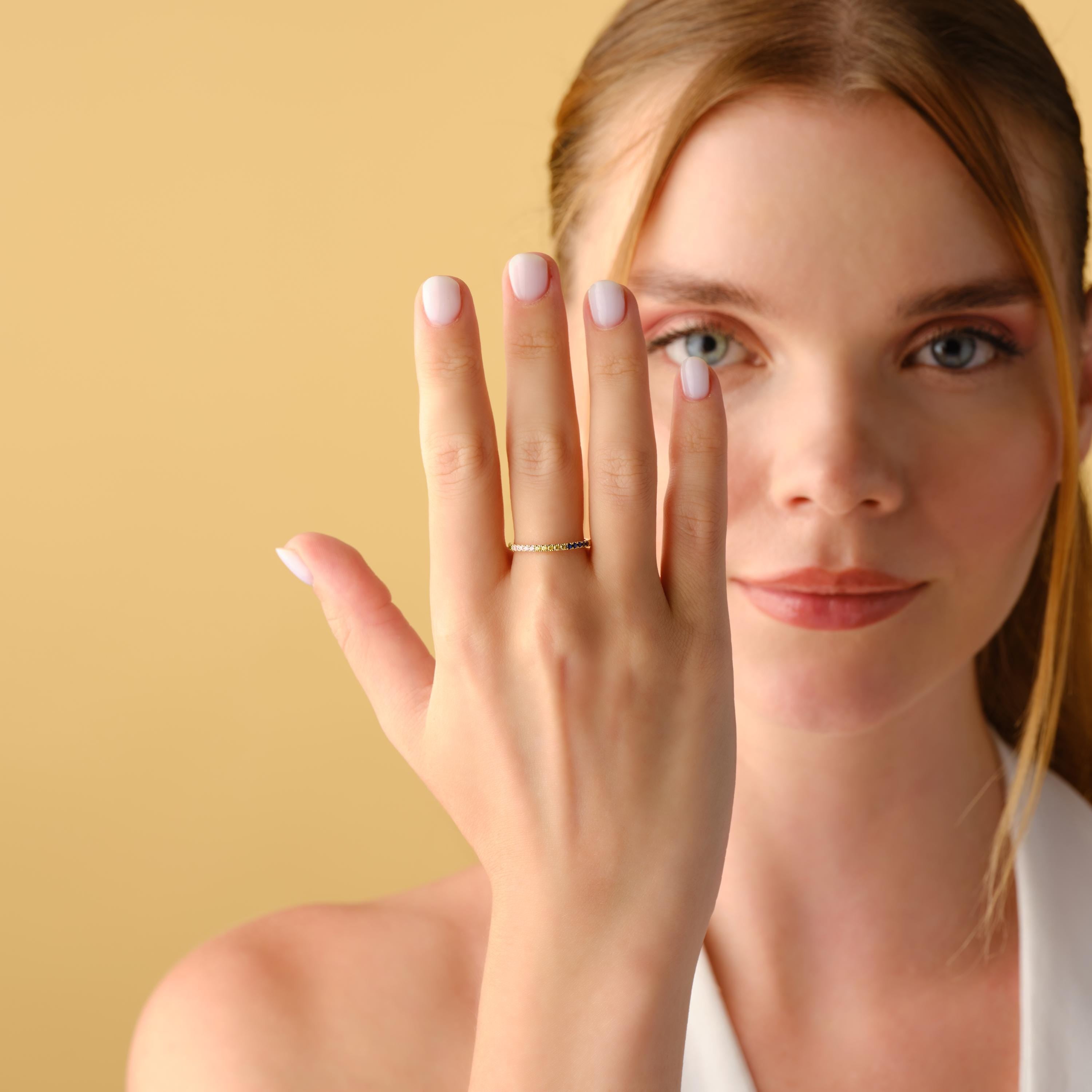 Solid Gold Rainbow Ring