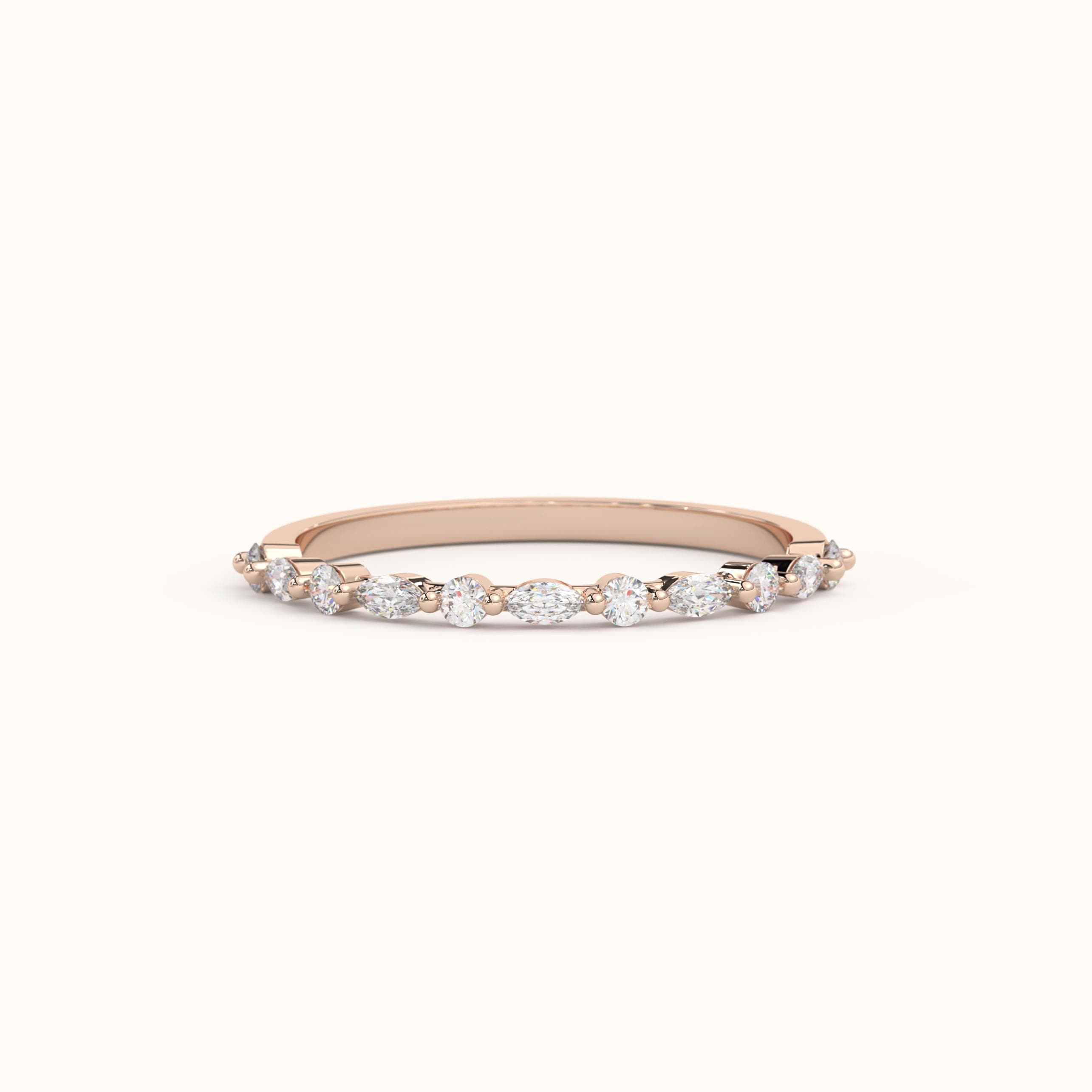 Solid Gold Marquise Minimalist Stacking Ring