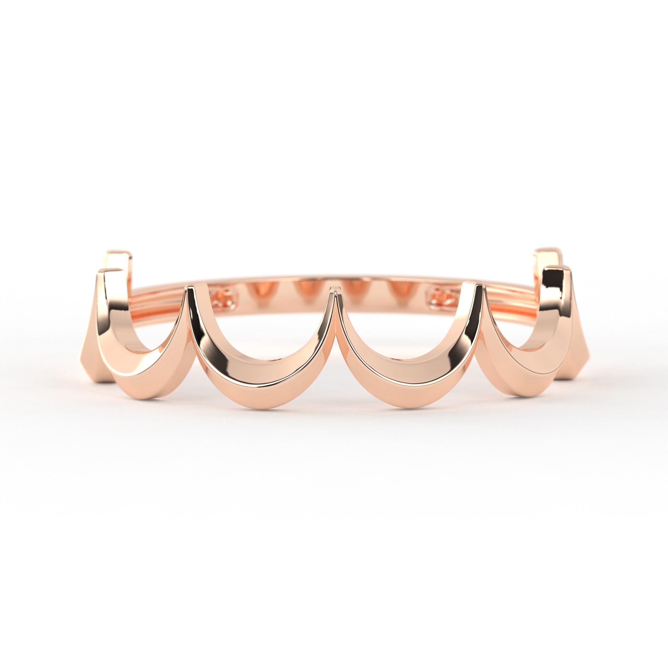 Gold Crown Ring Minimalist Solid Gold Band