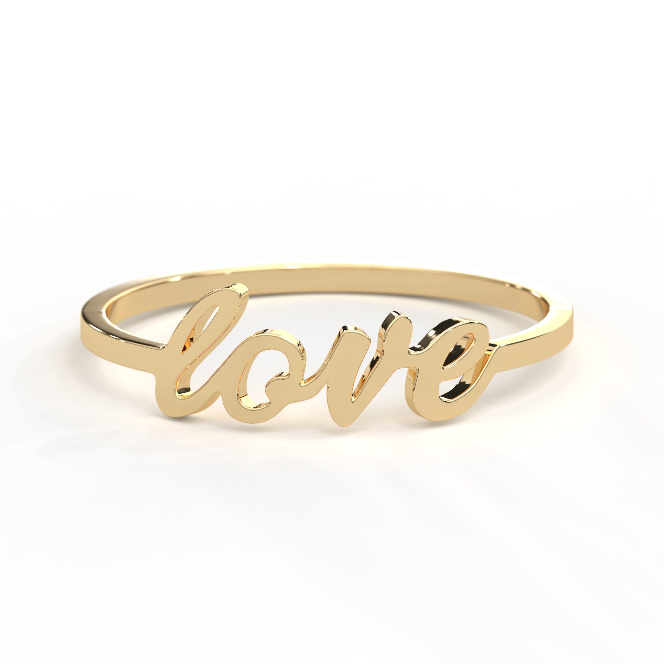 14K Gold Love Ring Handcrafted Solid Band