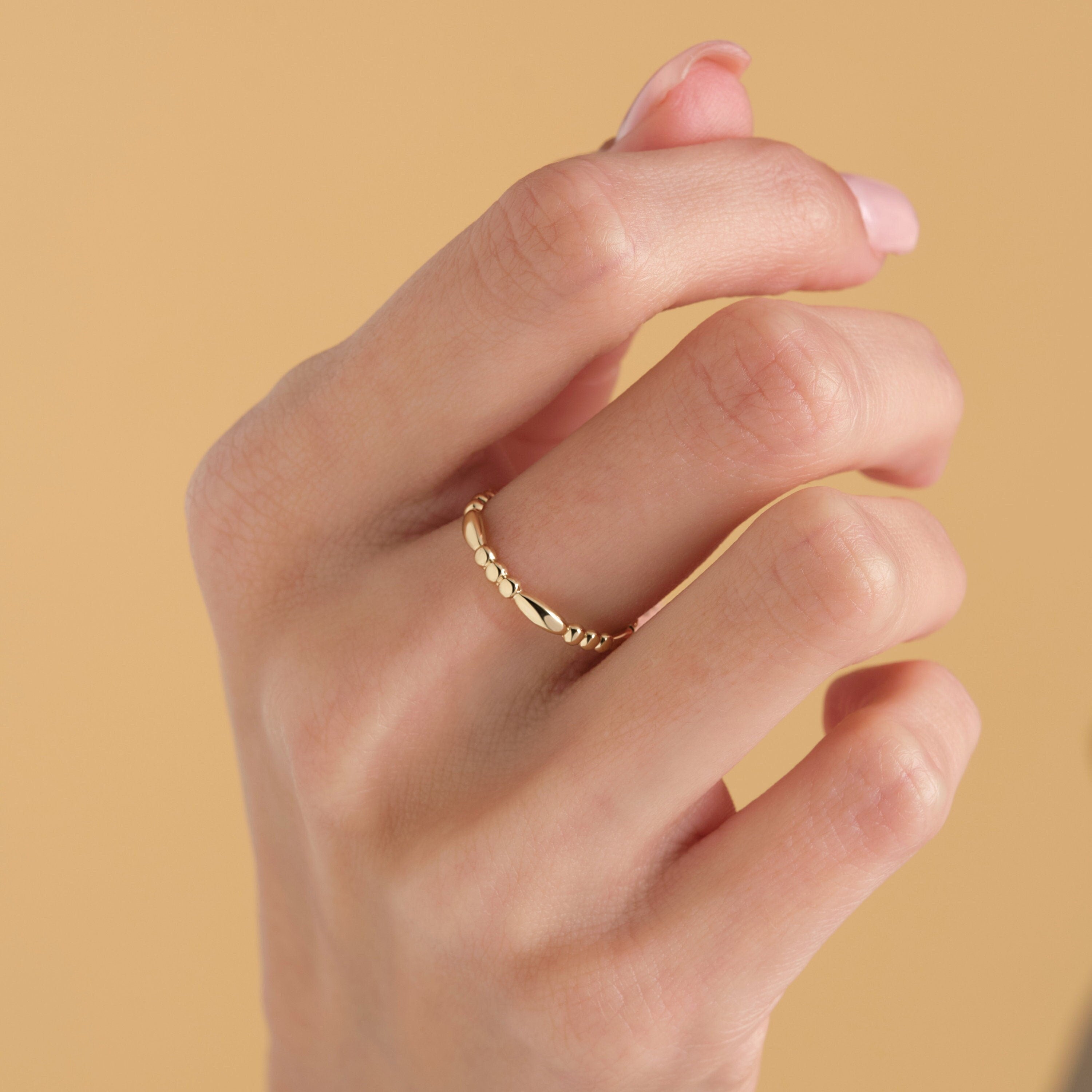 Solid Gold Marquise Wedding Ring