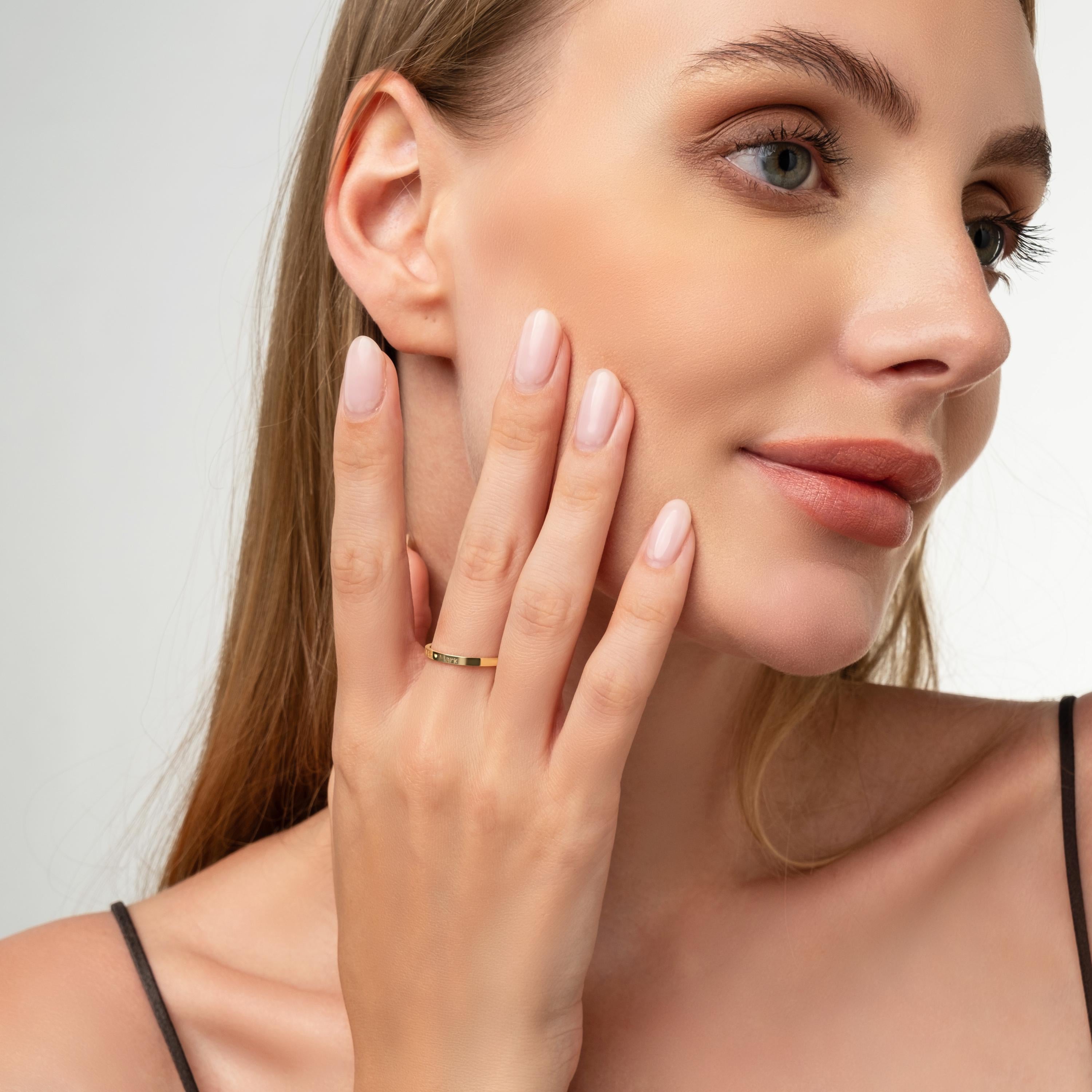 Custom Engraved Gold Ring Personalized Name Band