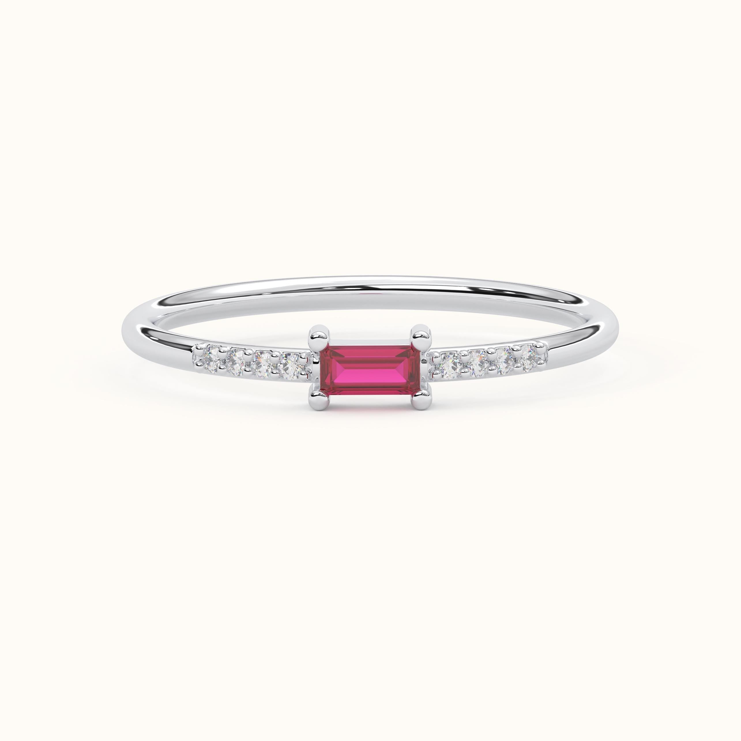 Ruby Baguette Ring Elegant Gold Gemstone Band