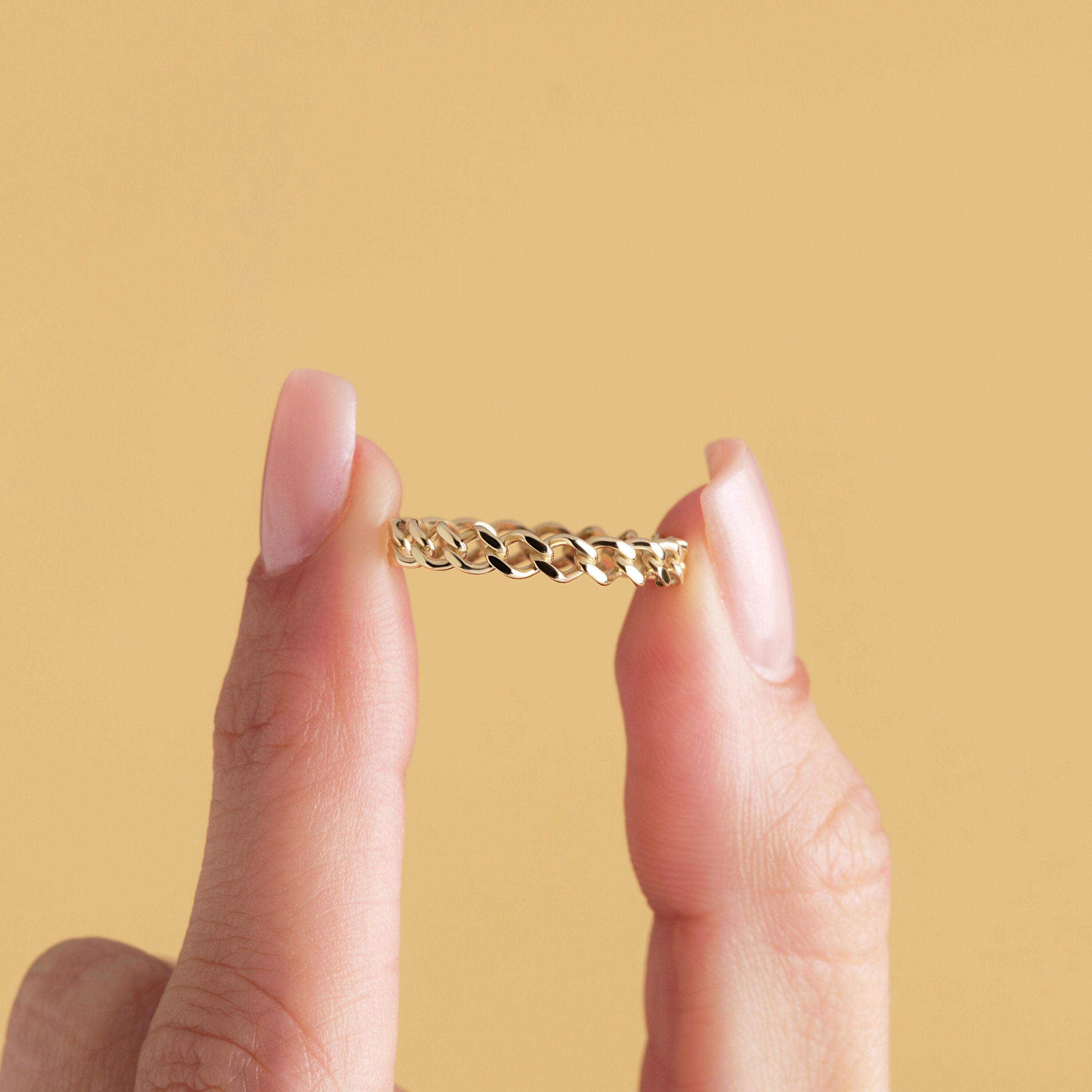 14K Gold Chain Ring Solid Gold Band