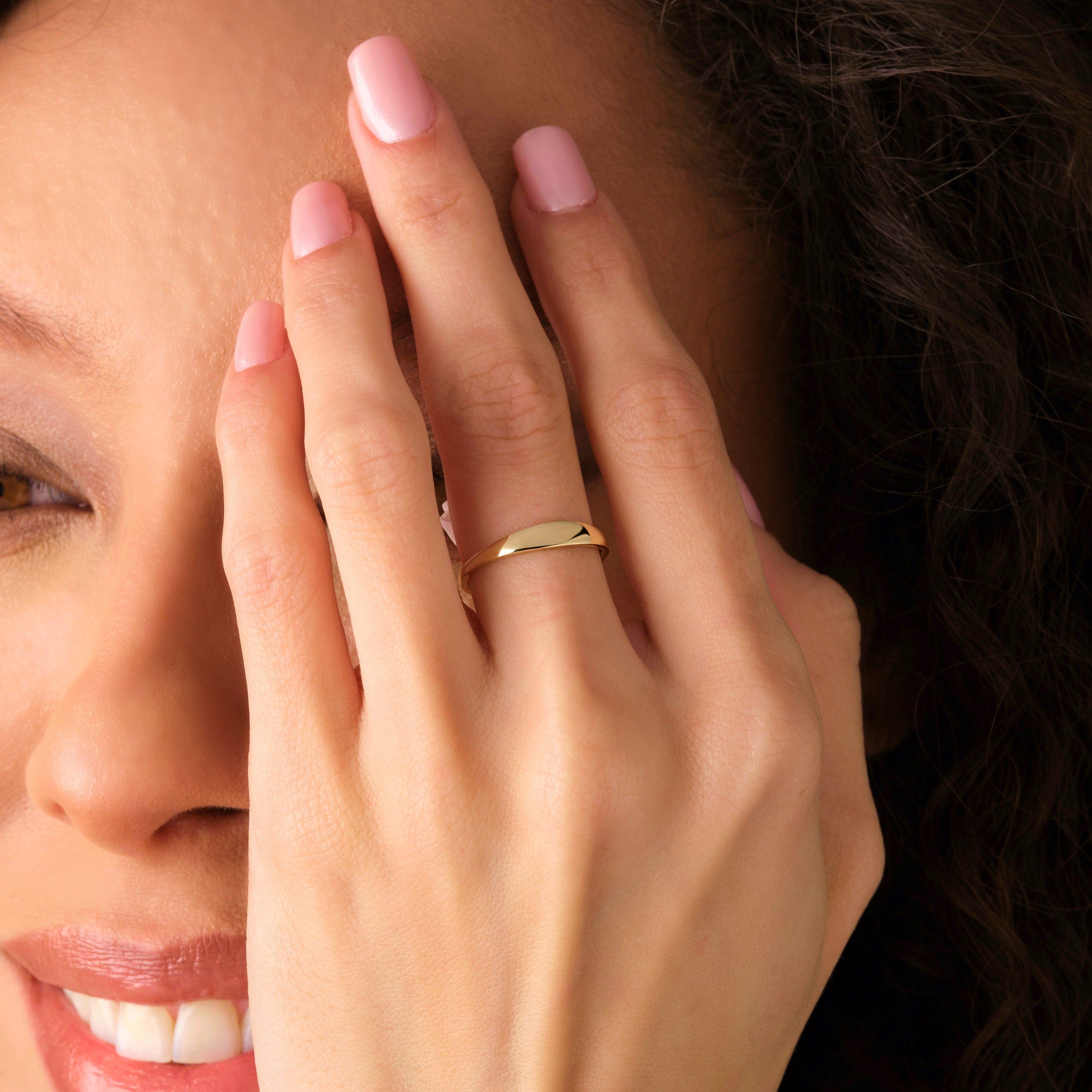 Engraved Gold Ring Custom Thin Stackable Band