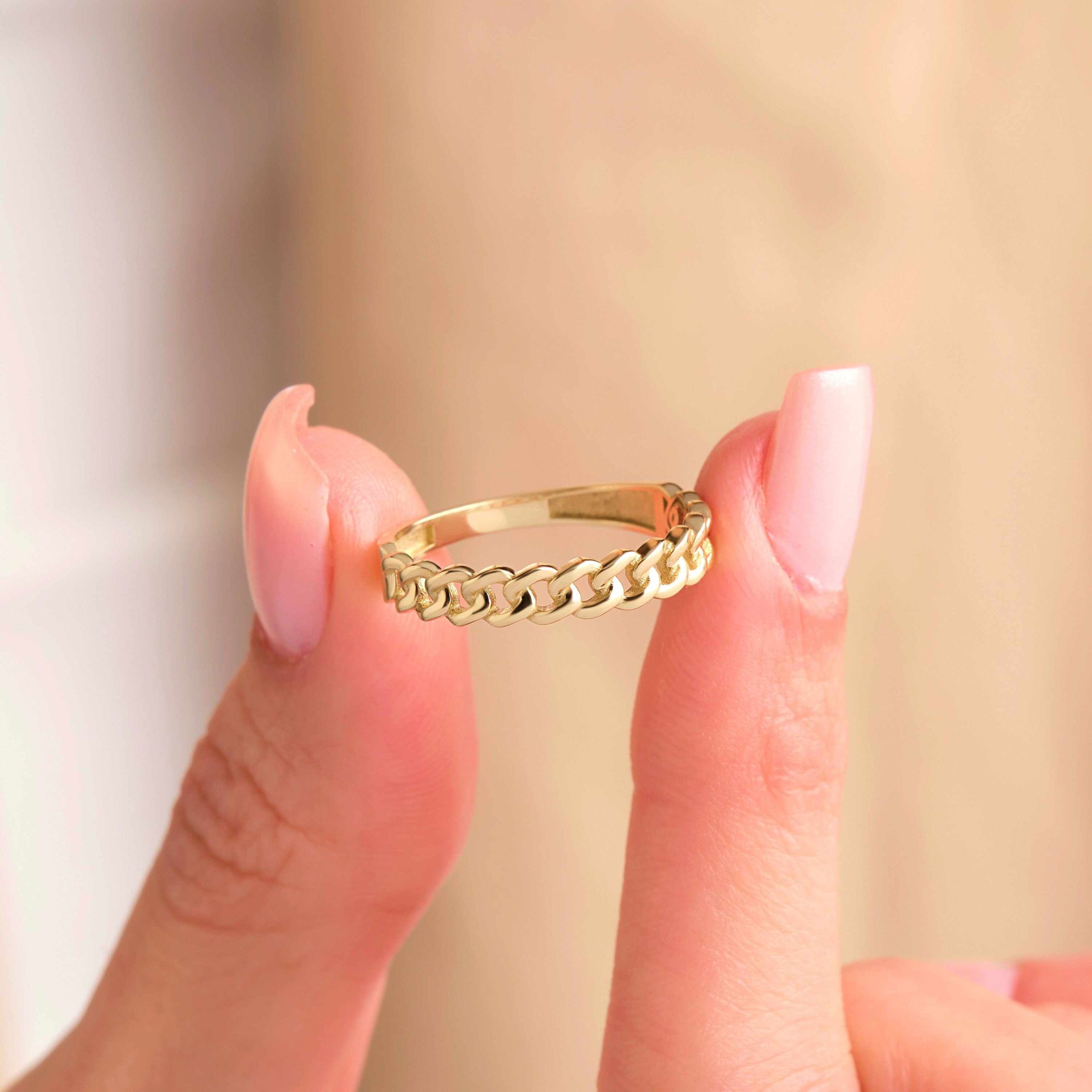 Solid Gold Half Eternity Chain Ring