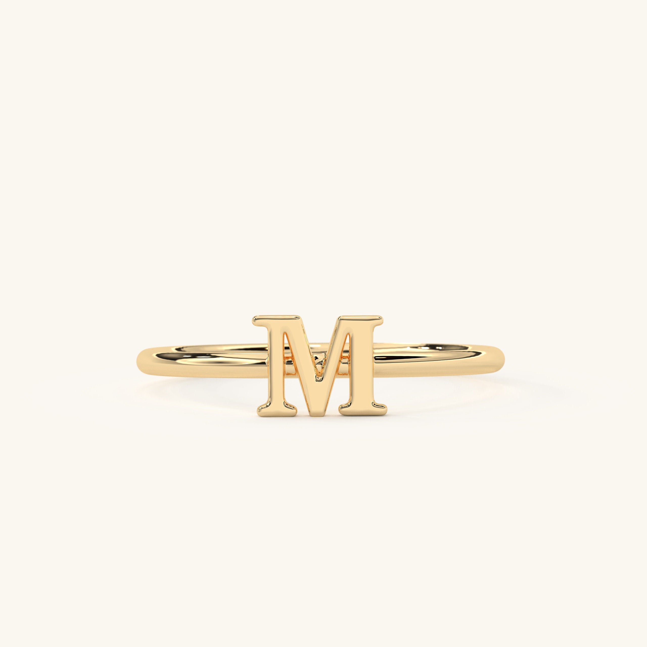 Solid Gold Initial Ring