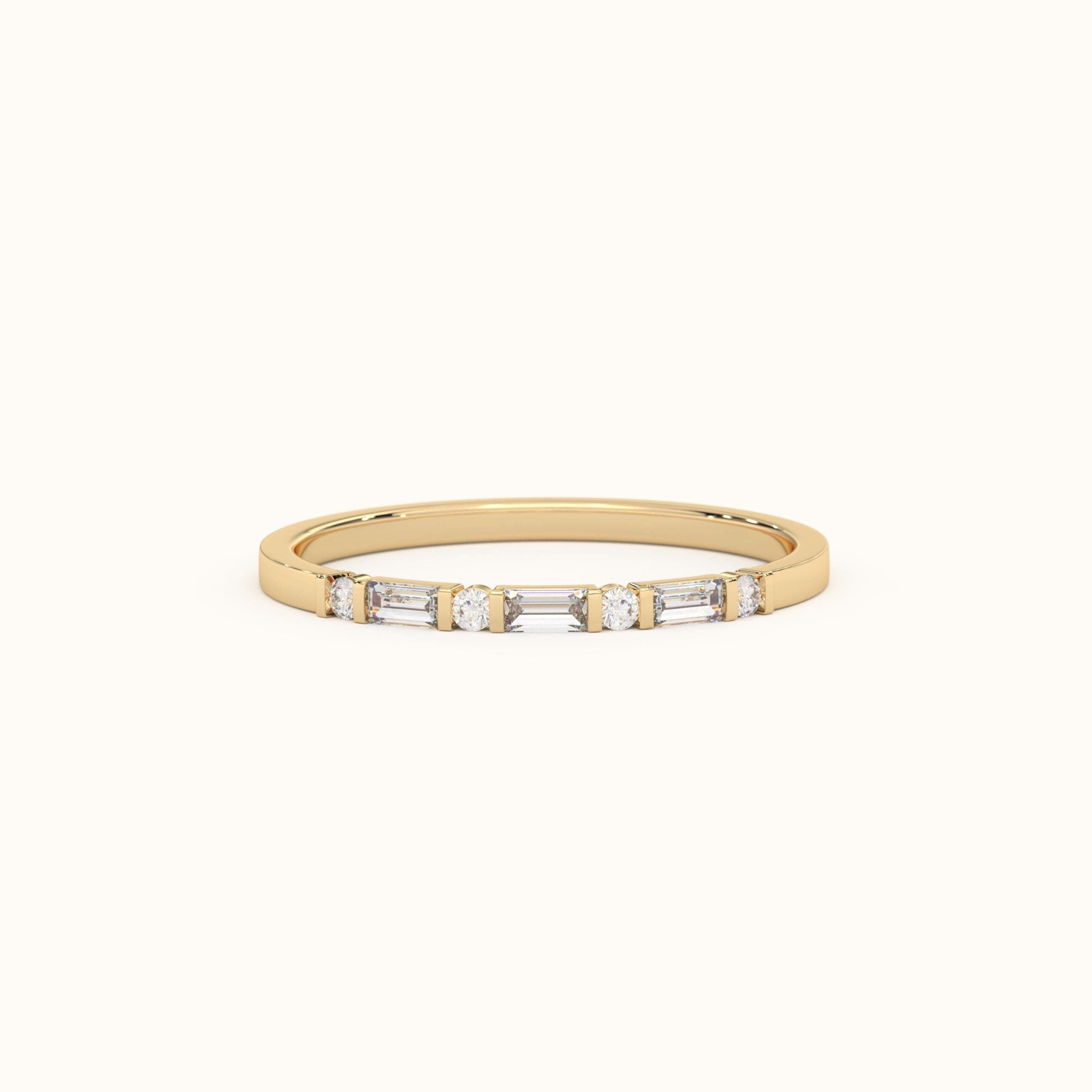 Baguette Diamond Ring Dainty Stacking Band