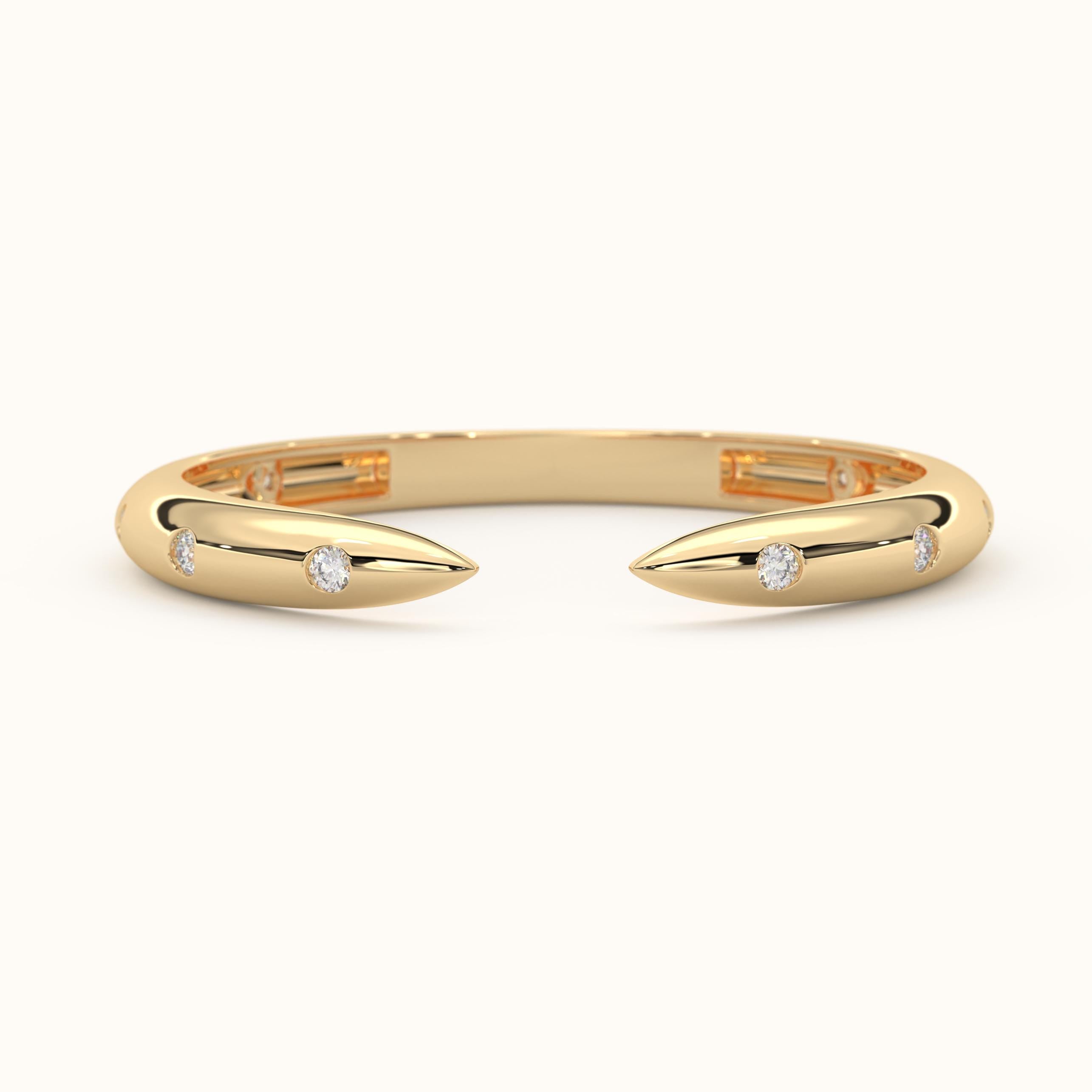 Diamond Open Ring Stackable Solid Gold Band