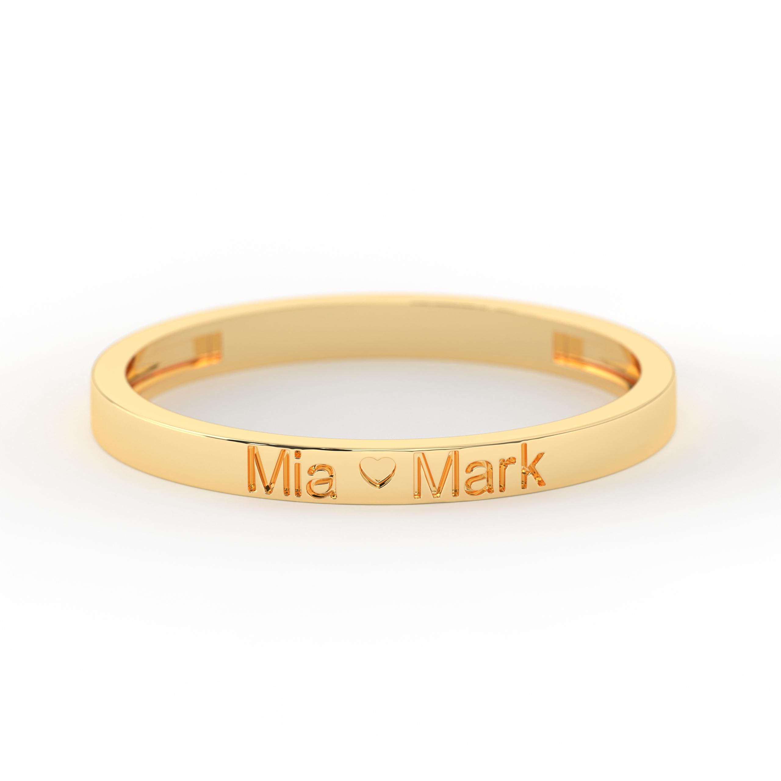 Custom Engraved Gold Ring Personalized Name Band