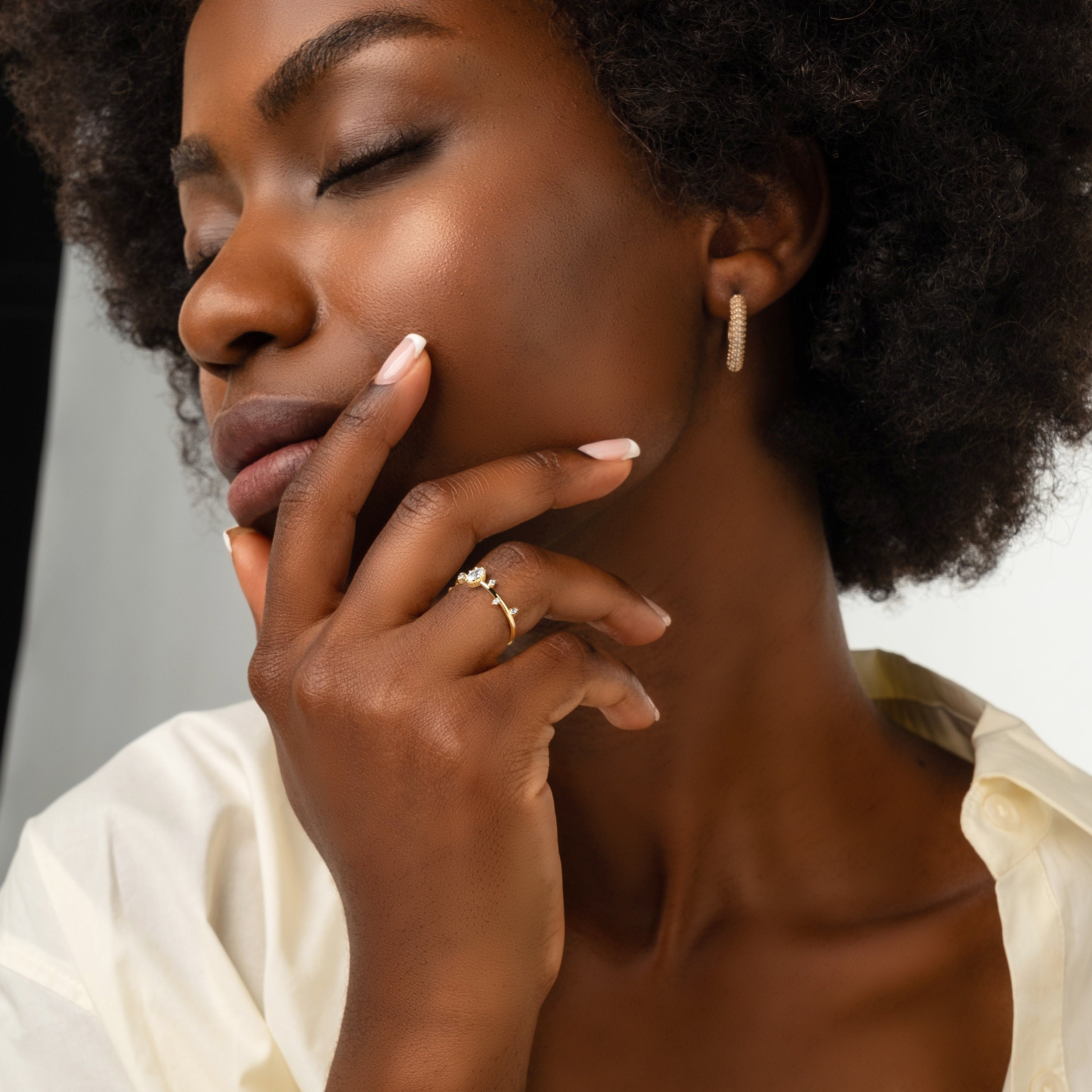 Diamond Wedding Band Minimalist Cluster Ring Gold