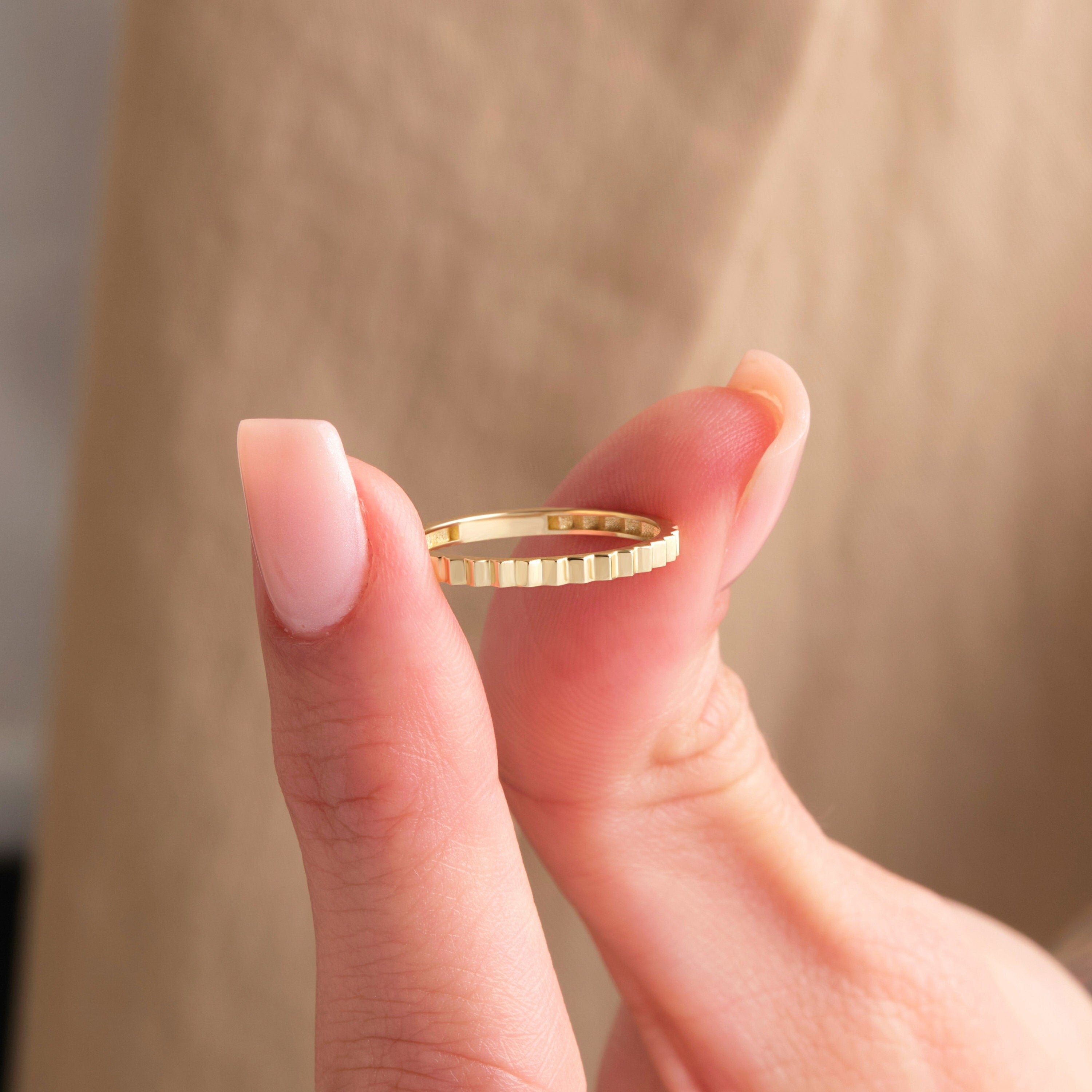 Solid Gold Textured Ring