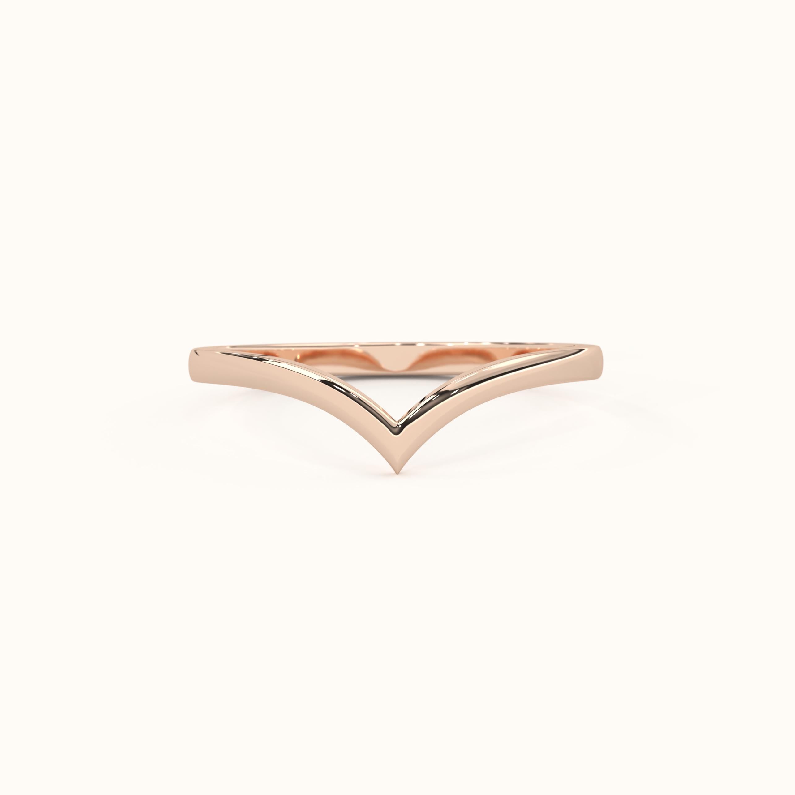 Gold Chevron Ring Contoured Comfortable Band