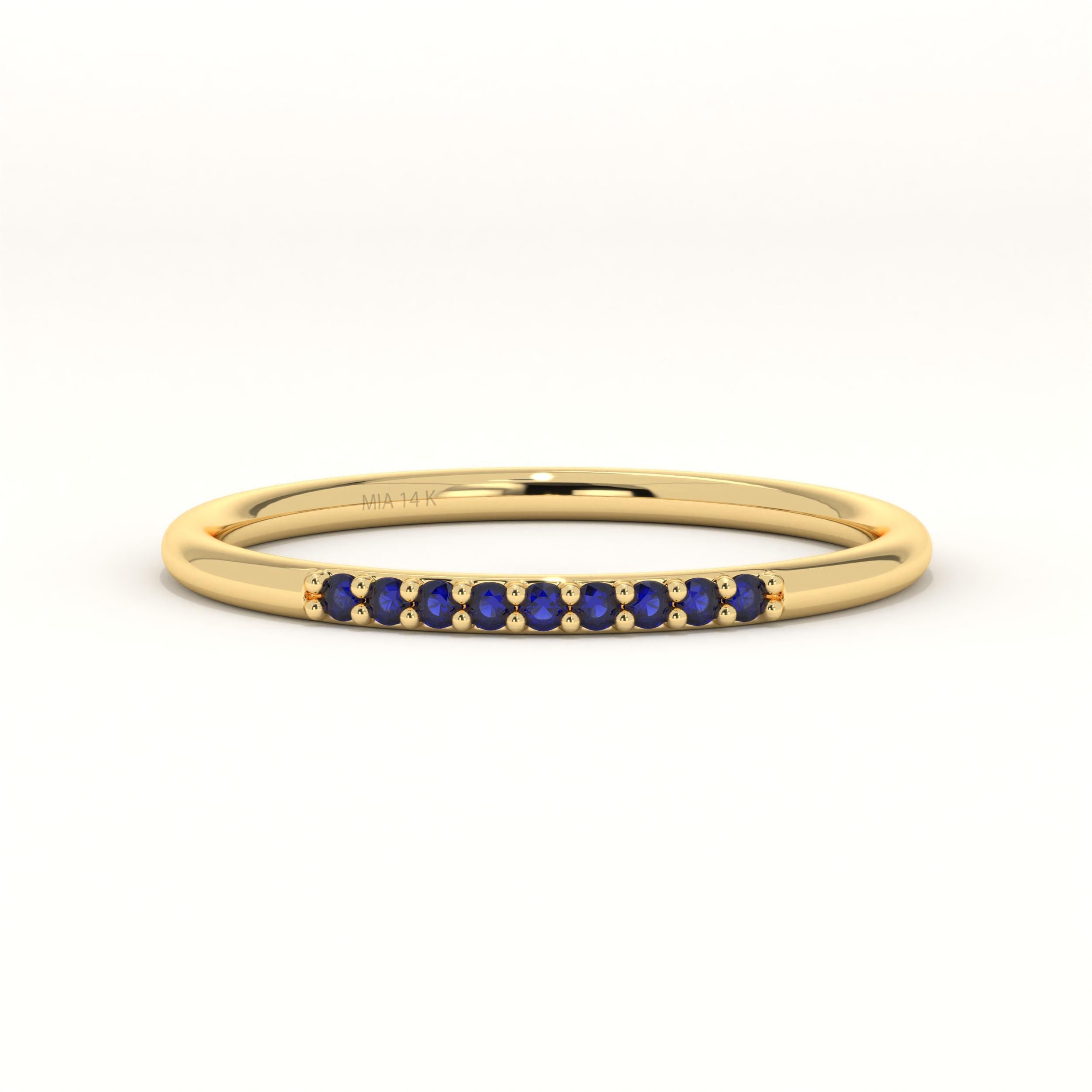Blue Sapphire Ring Solid Gold Dainty Band
