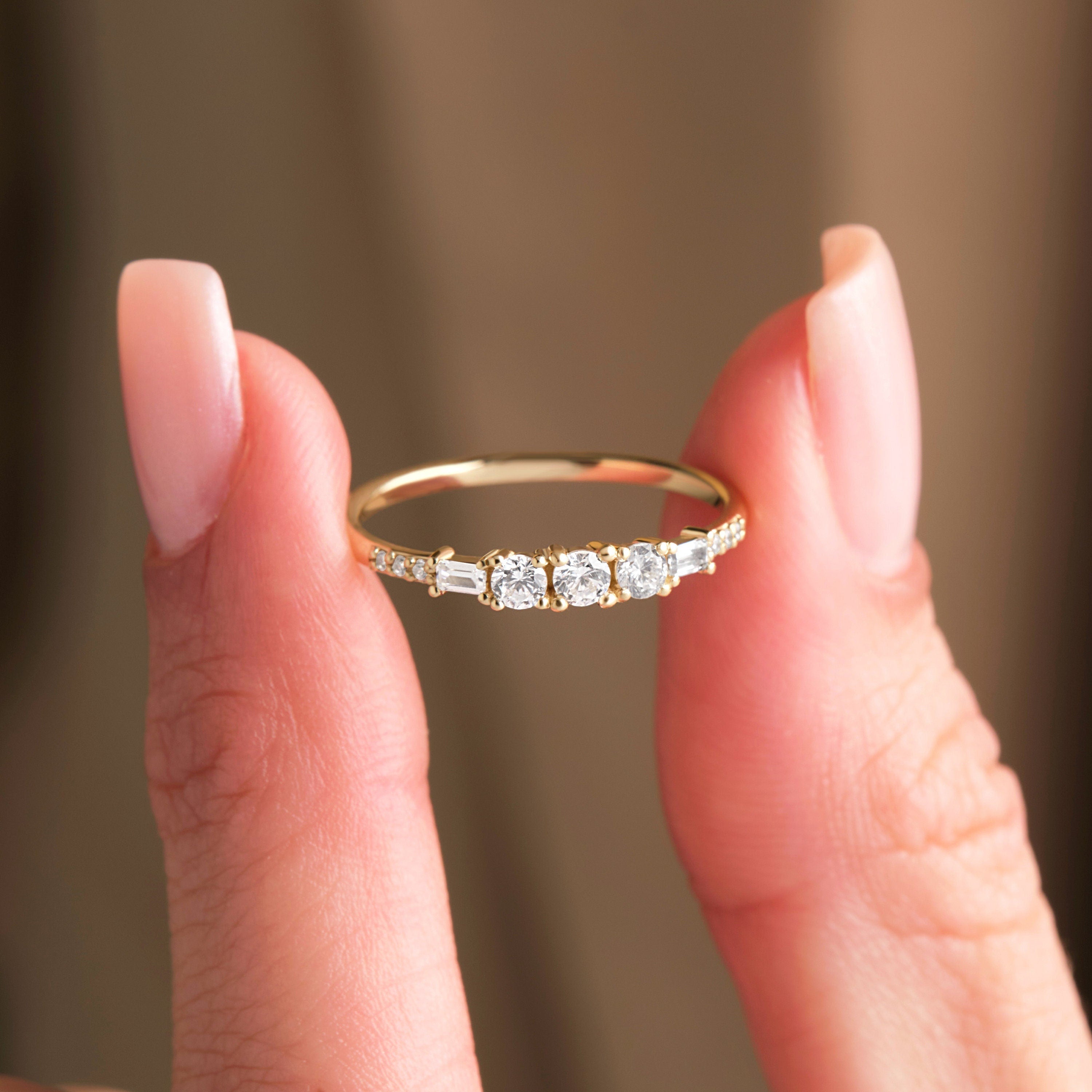 18K Gold Stacking Ring Thin Band Engagement
