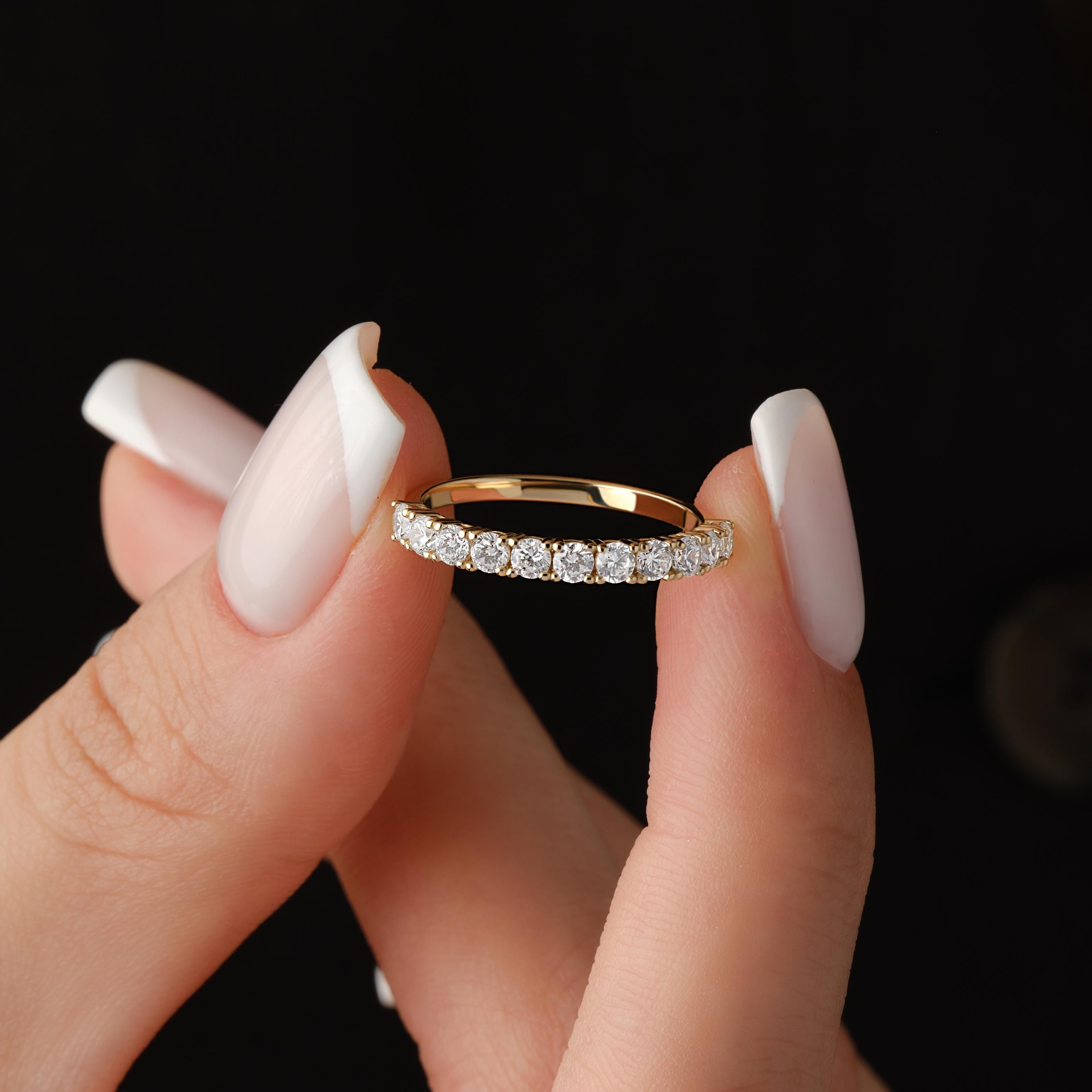 Prong Set CZ Diamond Half Eternity Band