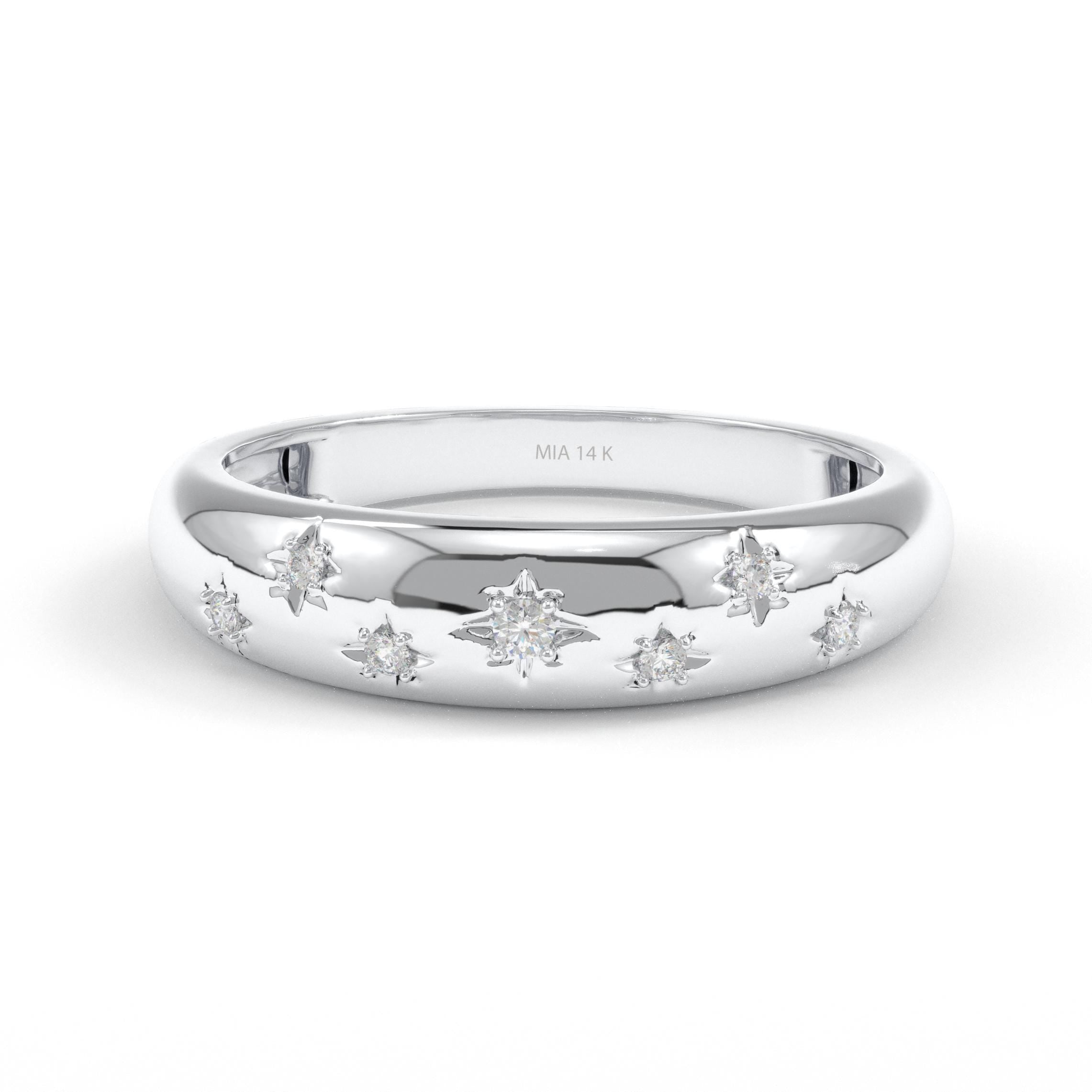 Starburst Diamond Solid Gold Dome Band